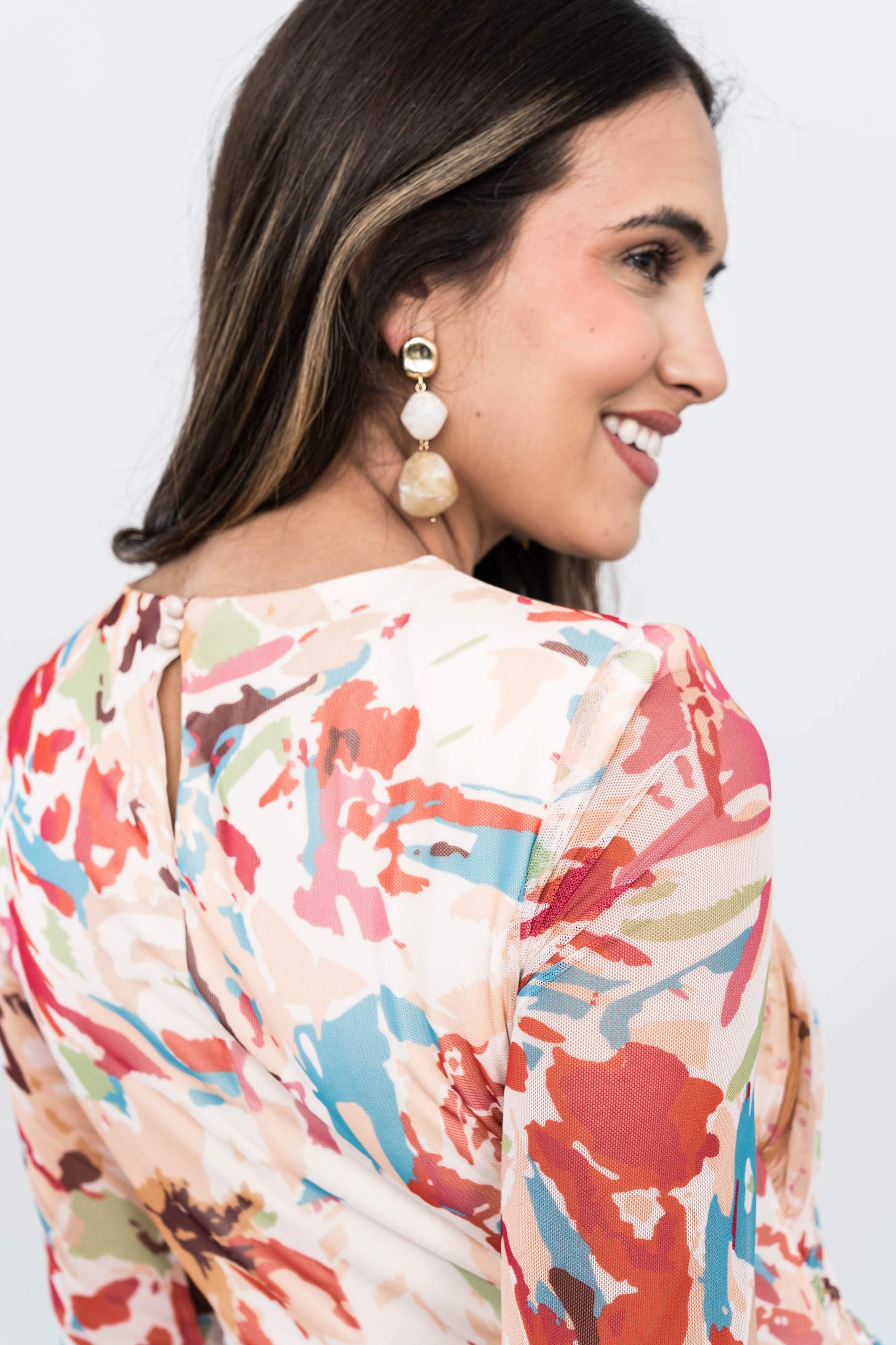 VESTIDO FRUNCES TUL MOSTAZA