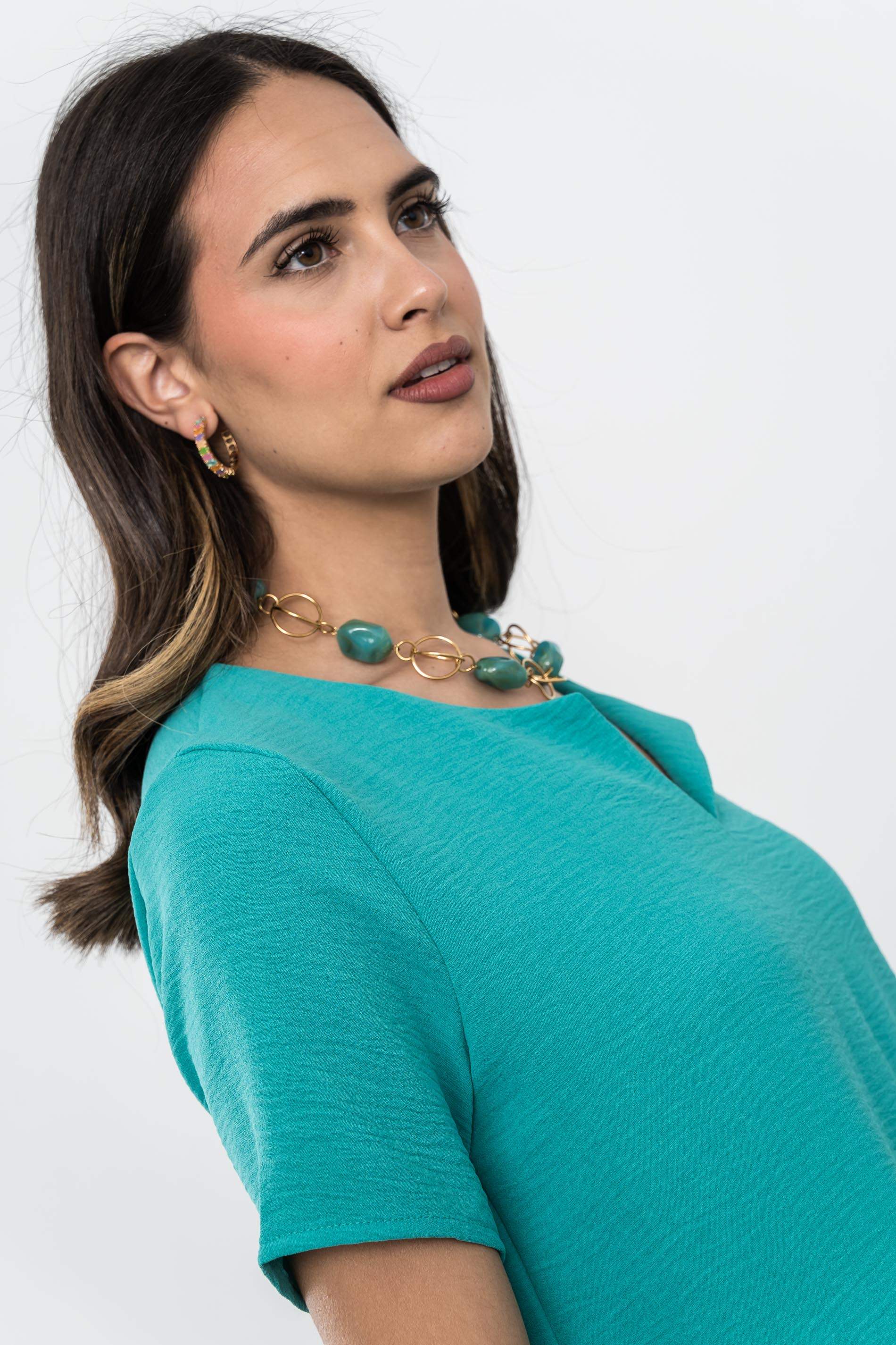 VESTIDO CUELLO UVE ESMERALDA