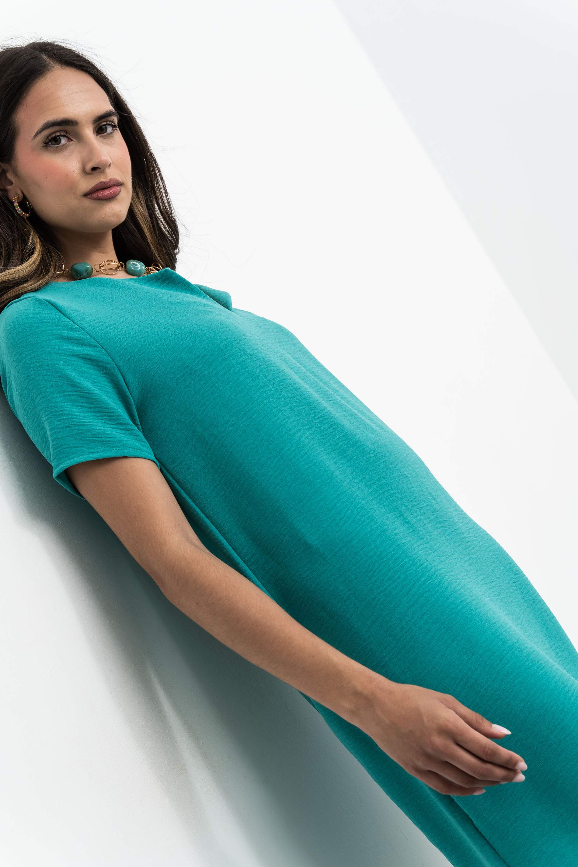VESTIDO CUELLO UVE ESMERALDA