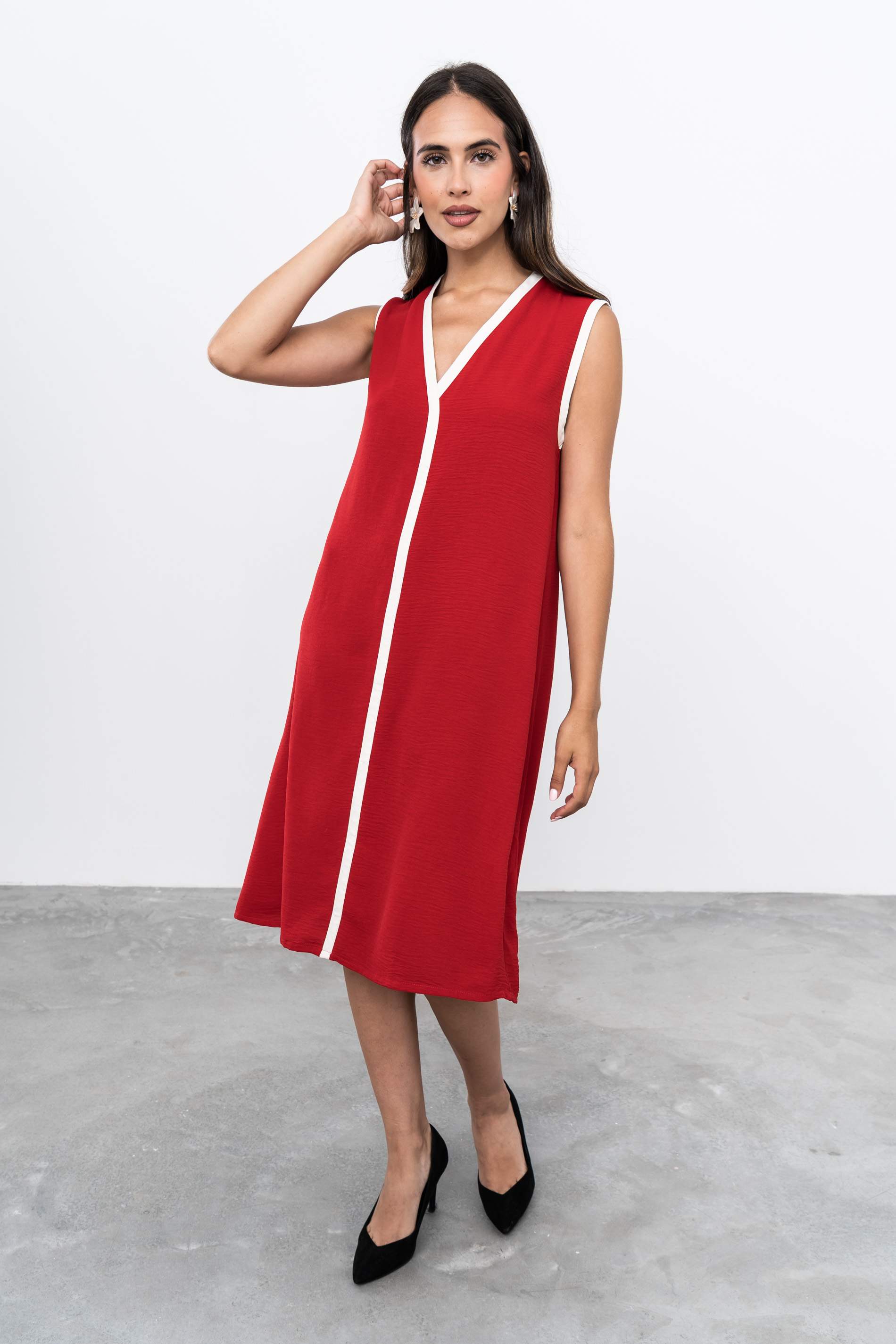 VESTIDO VIVOS CONTRASTE ROJO