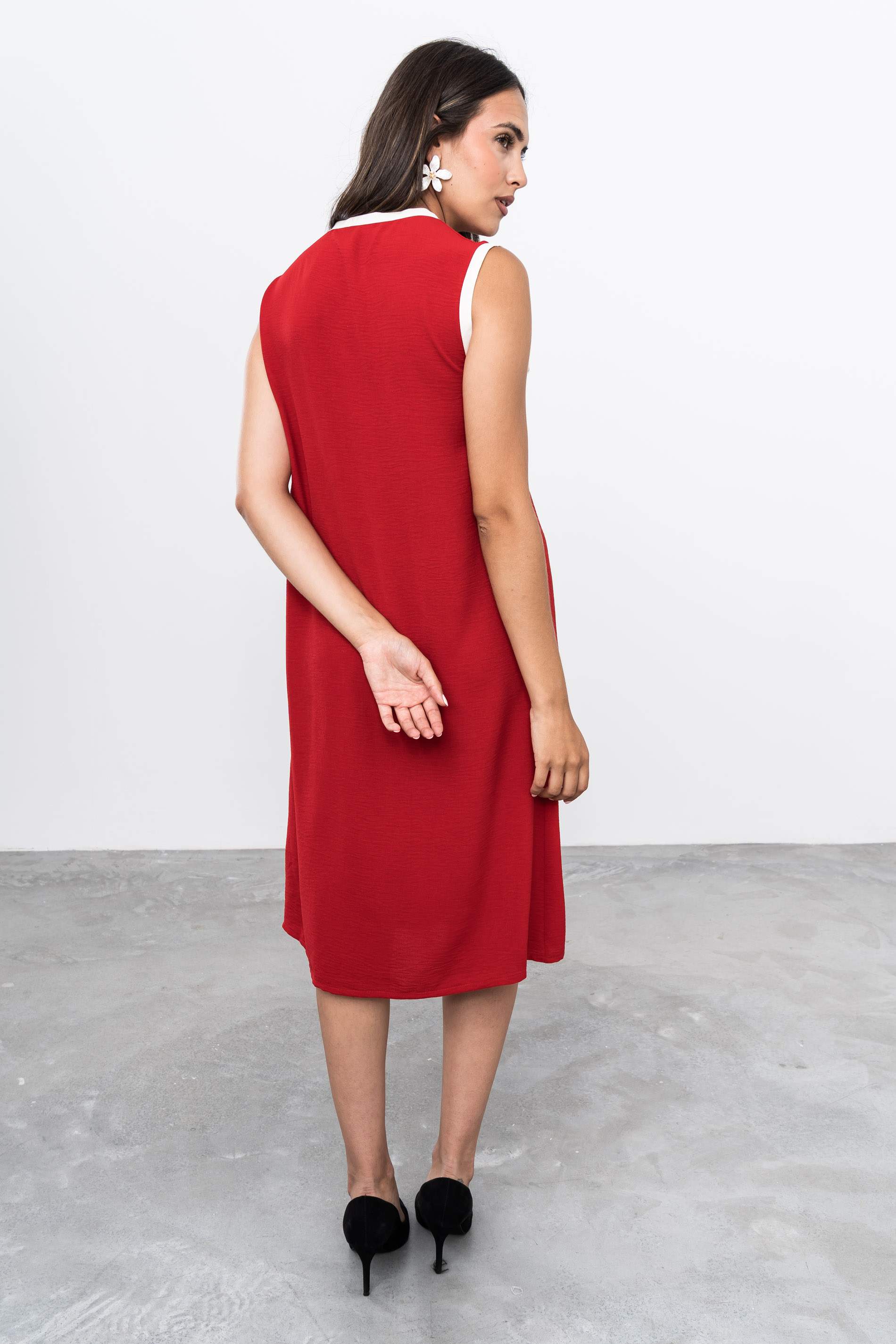 VESTIDO VIVOS CONTRASTE ROJO