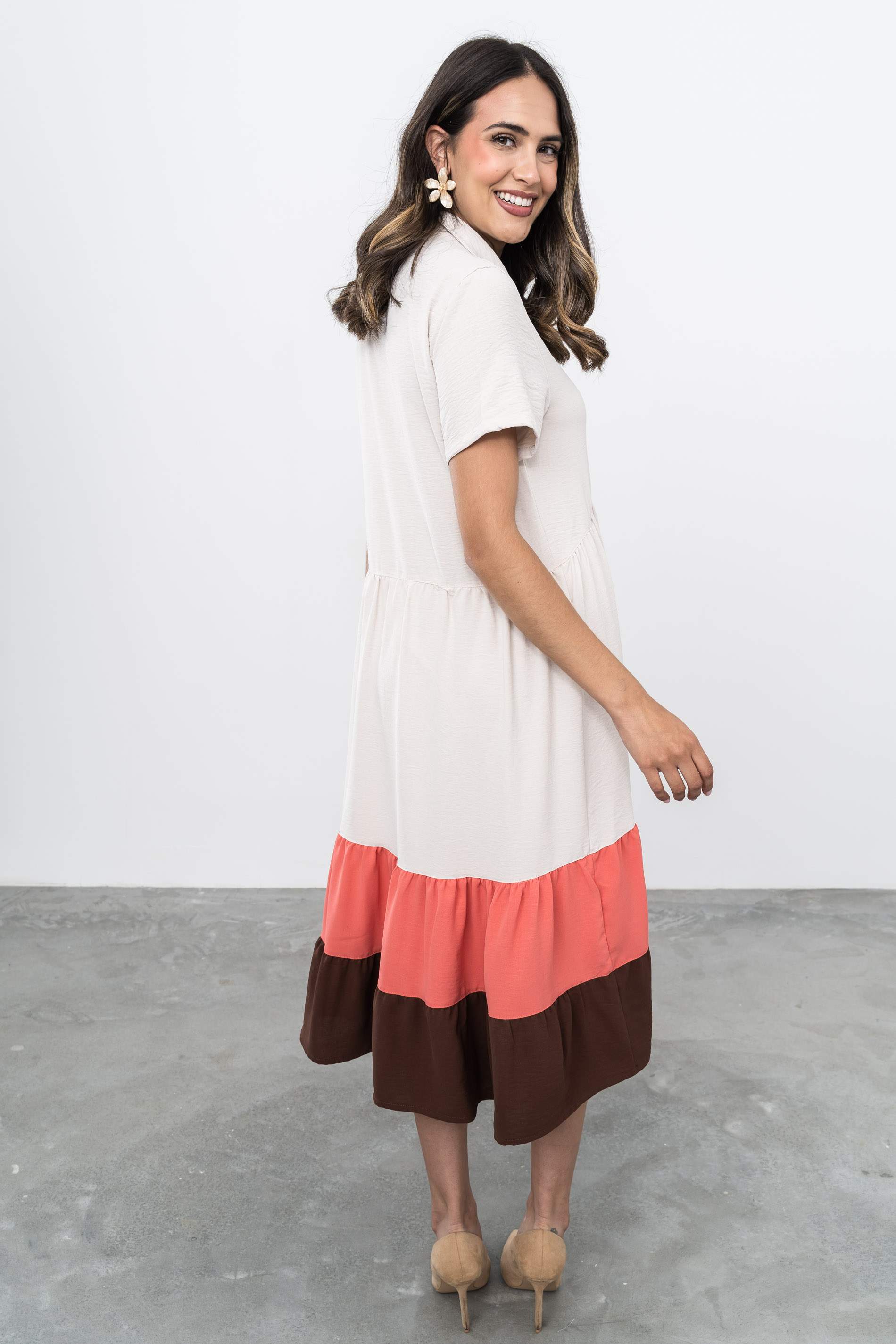 VESTIDO VOLANTES BLOQUES COLOR