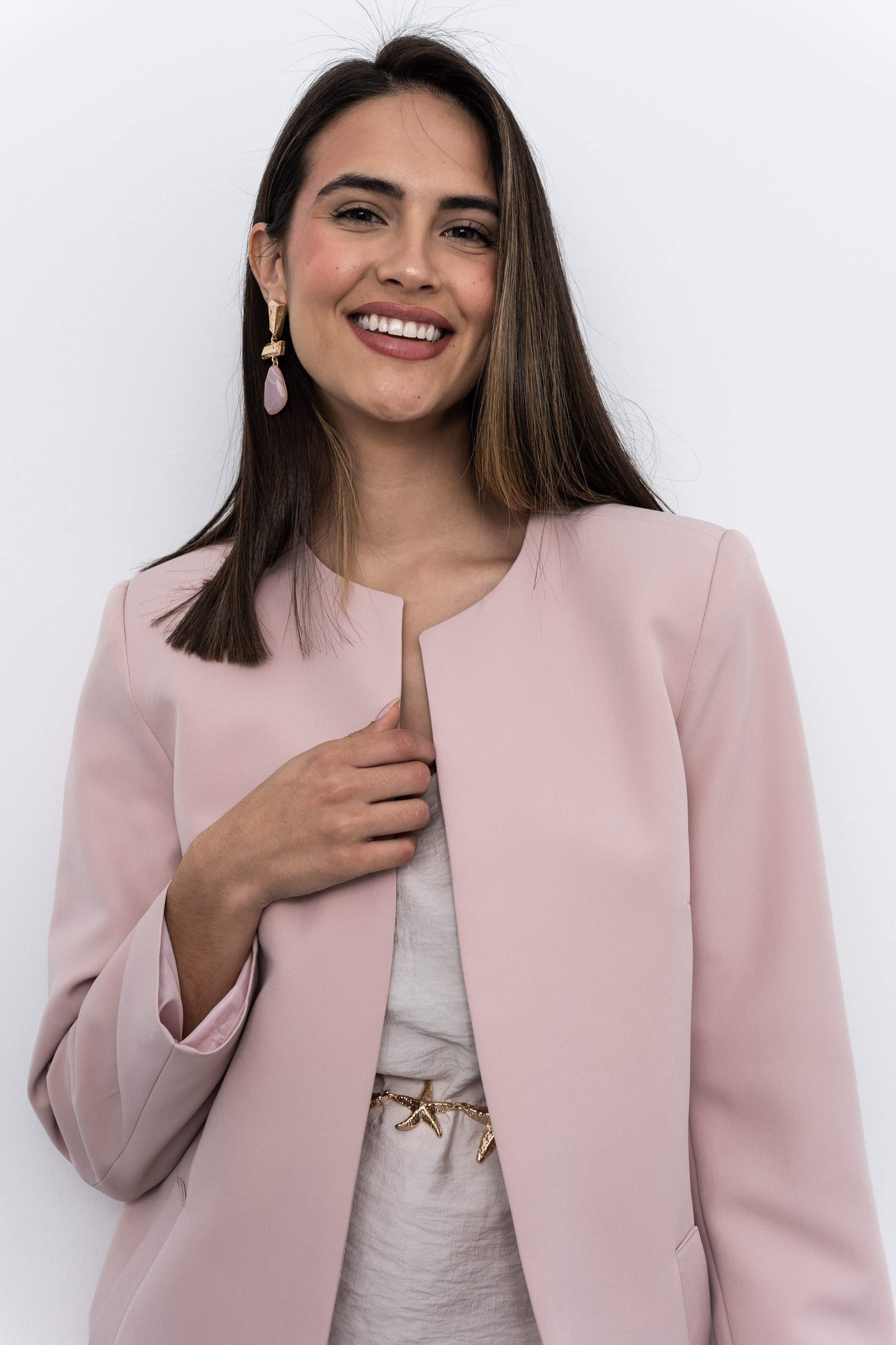 PENDIENTE TEXTURA PIEDRA ROSA