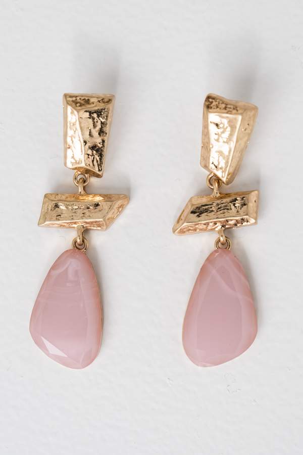 PENDIENTE TEXTURA PIEDRA ROSA