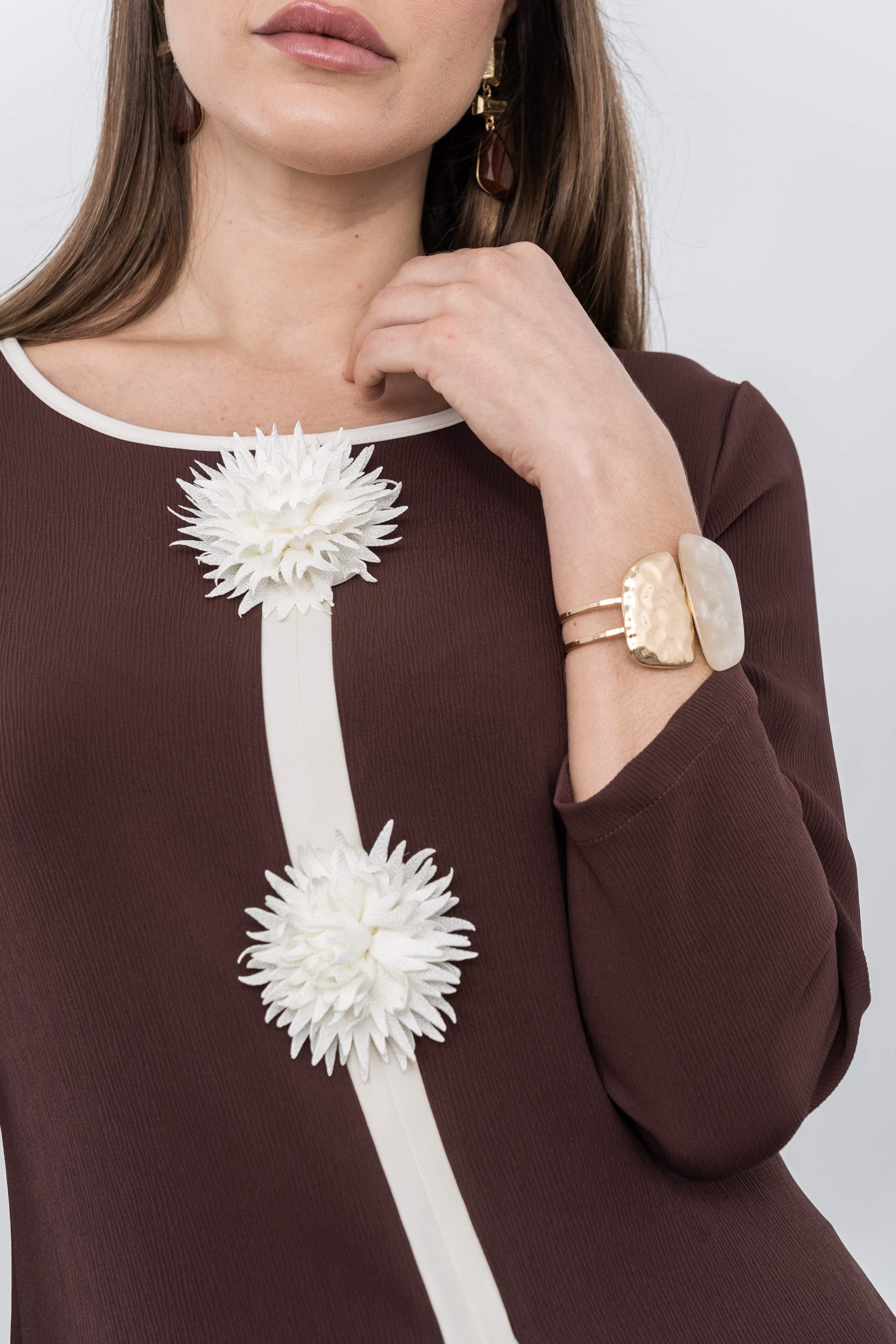 PENDIENTE TEXTURA PIEDRA CHOCOLATE