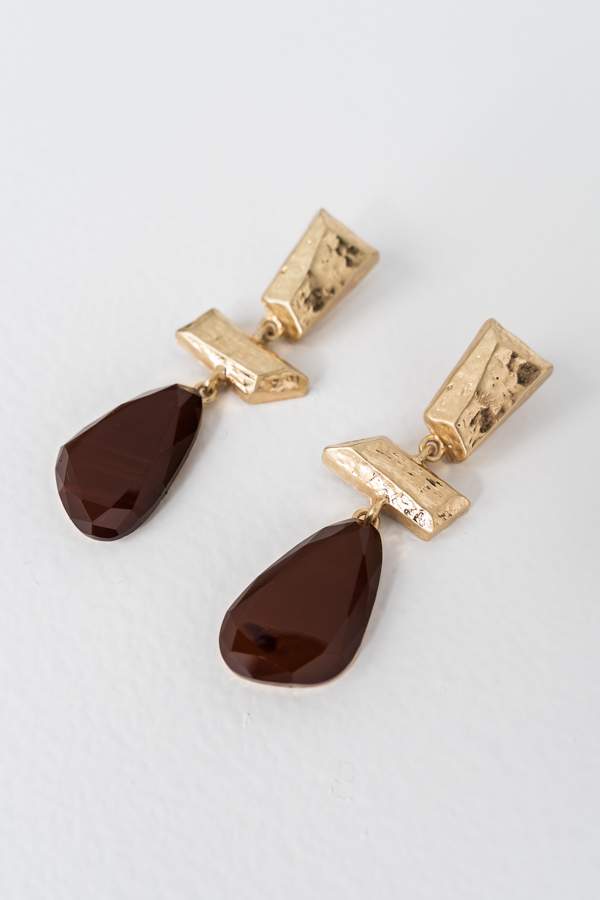 PENDIENTE TEXTURA PIEDRA CHOCOLATE