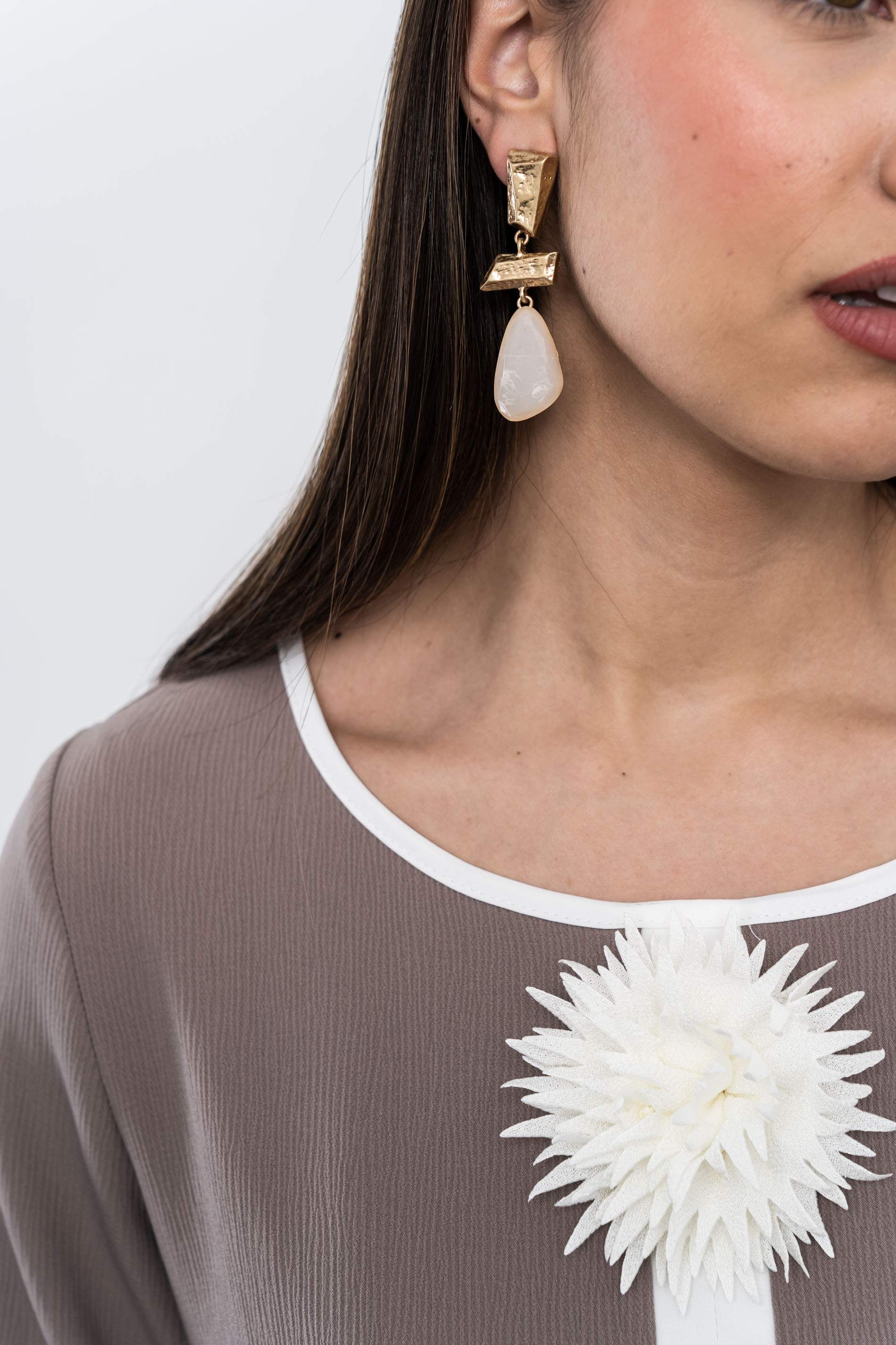 PENDIENTE TEXTURA PIEDRA MARFIL