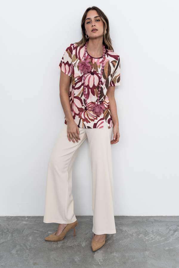 CAMISETA ABERTURAS FLORAL