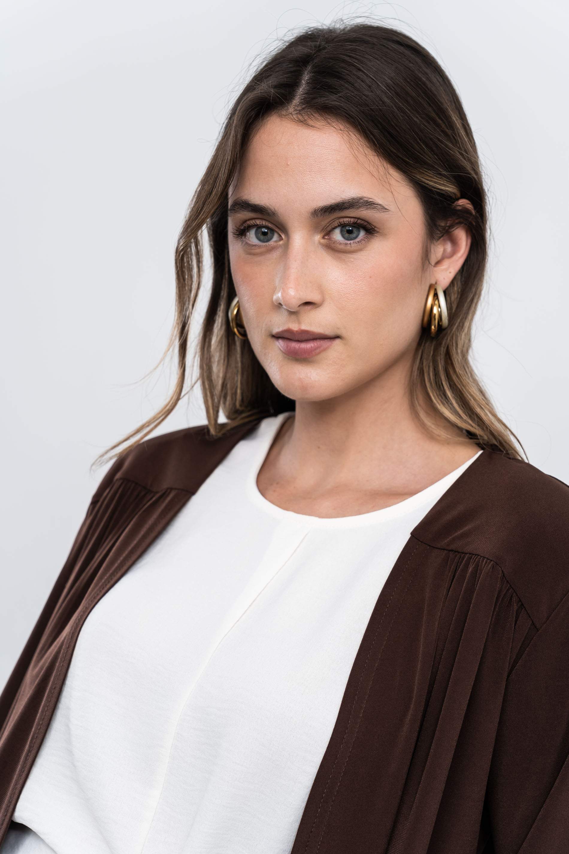 CÁRDIGAN CANESÚ FRUNCES CHOCOLATE