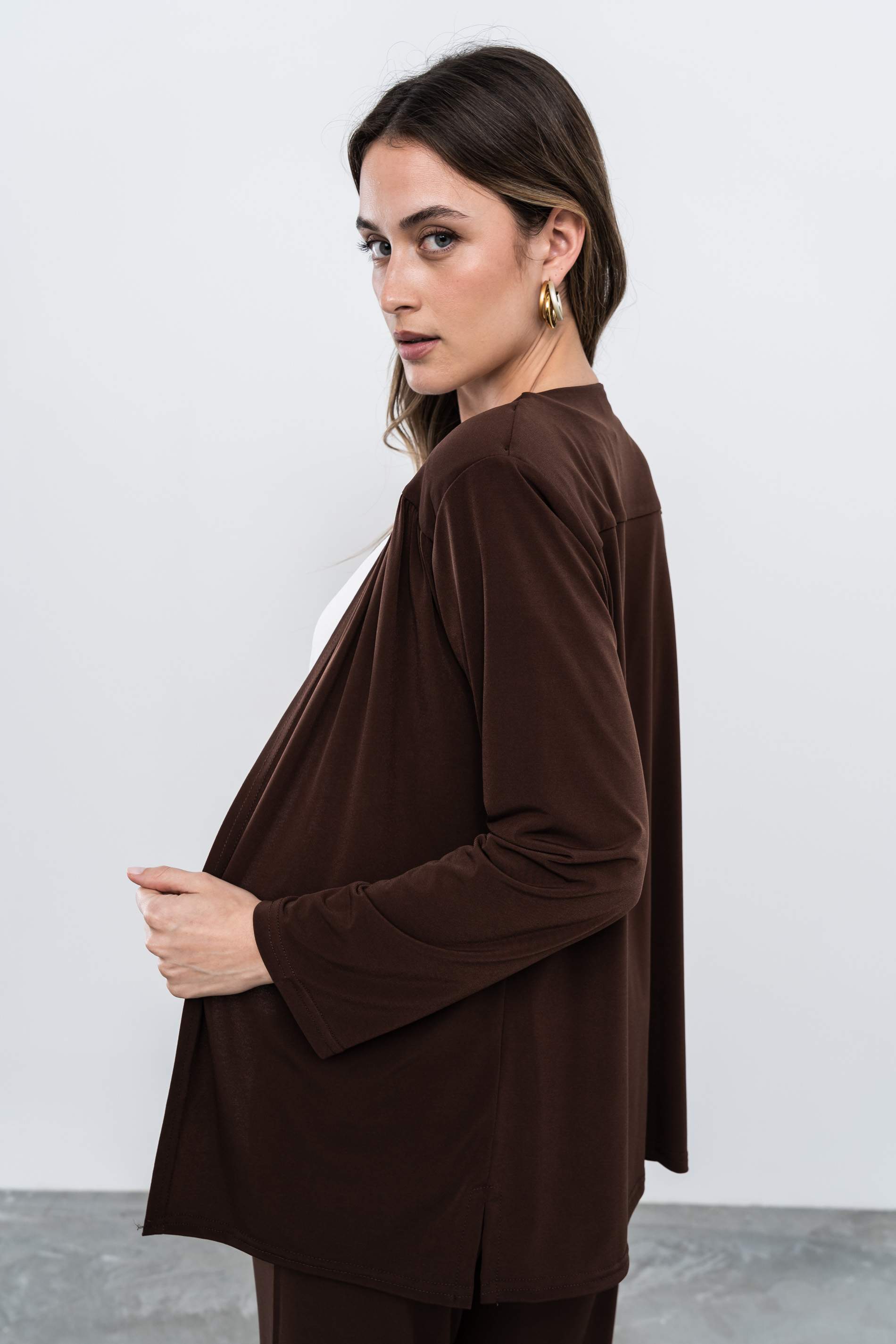 CÁRDIGAN CANESÚ FRUNCES CHOCOLATE