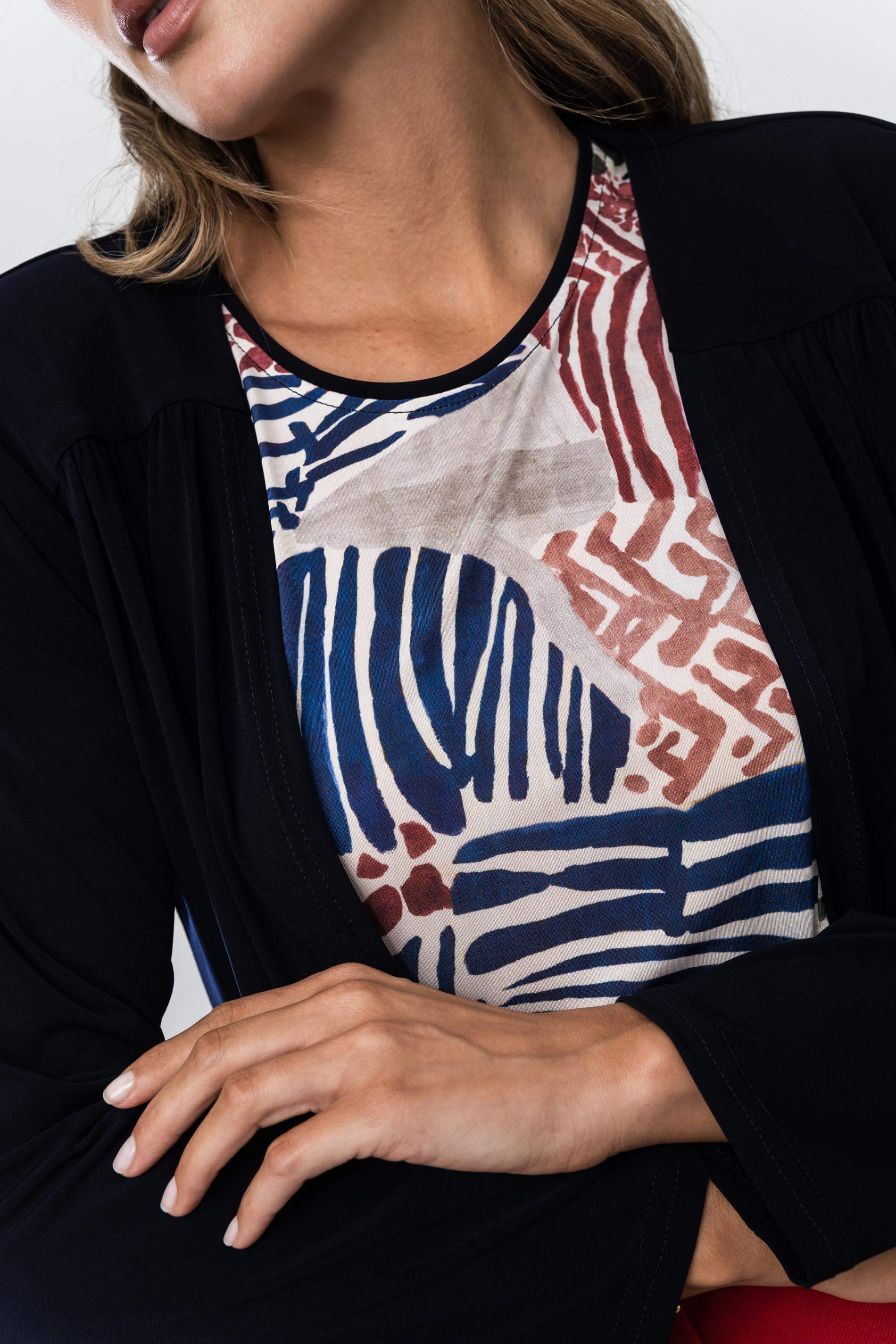 CÁRDIGAN CANESÚ FRUNCES MARINO