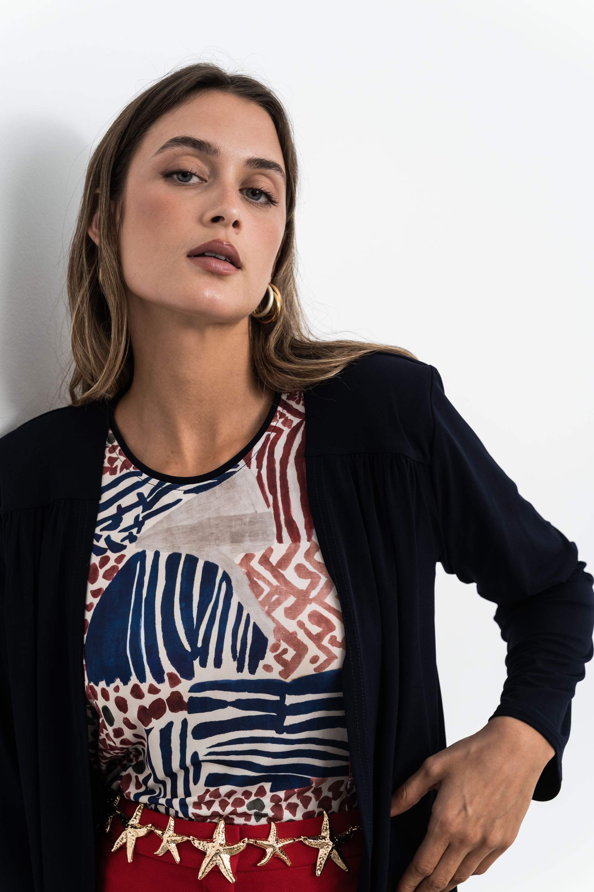 CÁRDIGAN CANESÚ FRUNCES MARINO