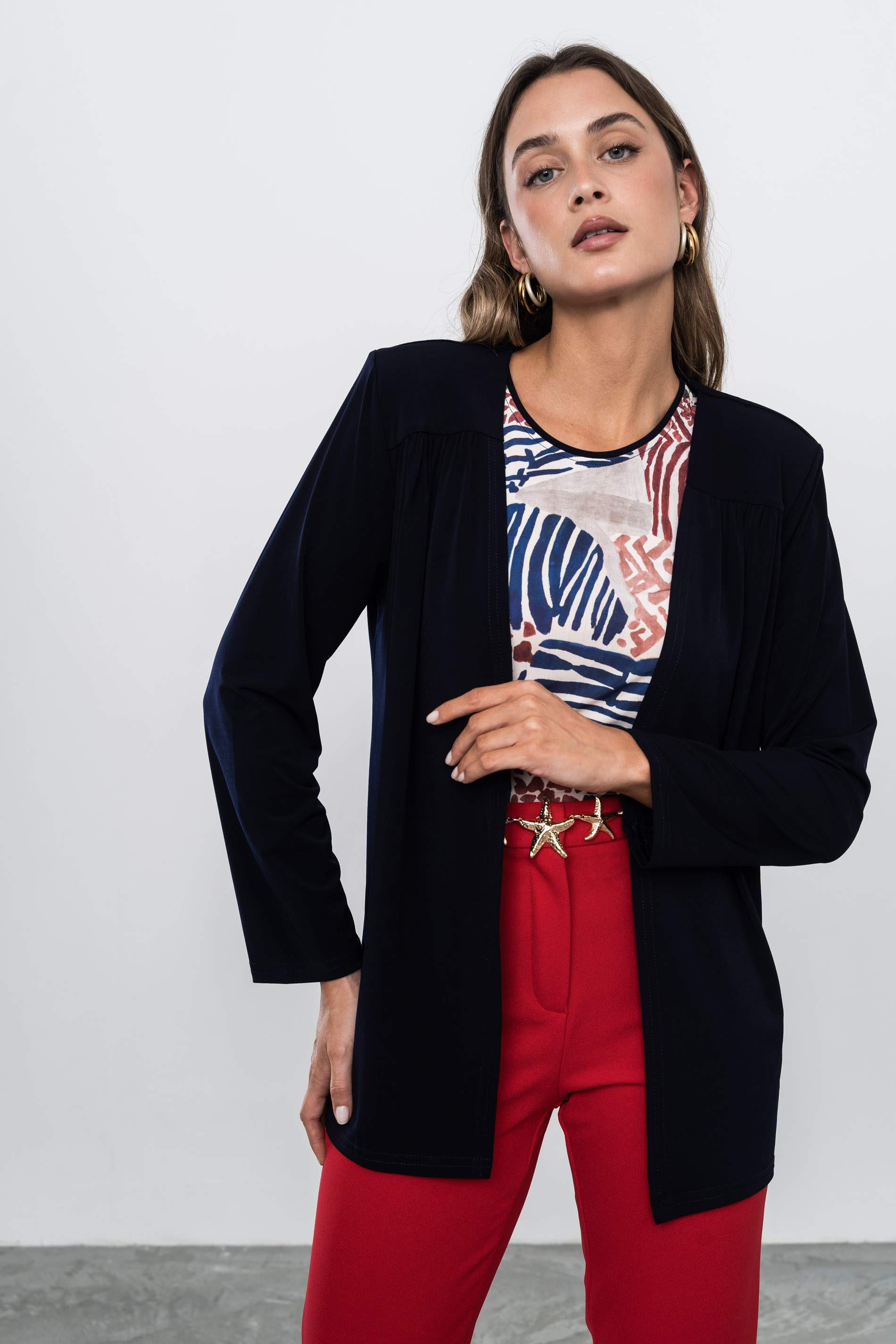 CÁRDIGAN CANESÚ FRUNCES MARINO