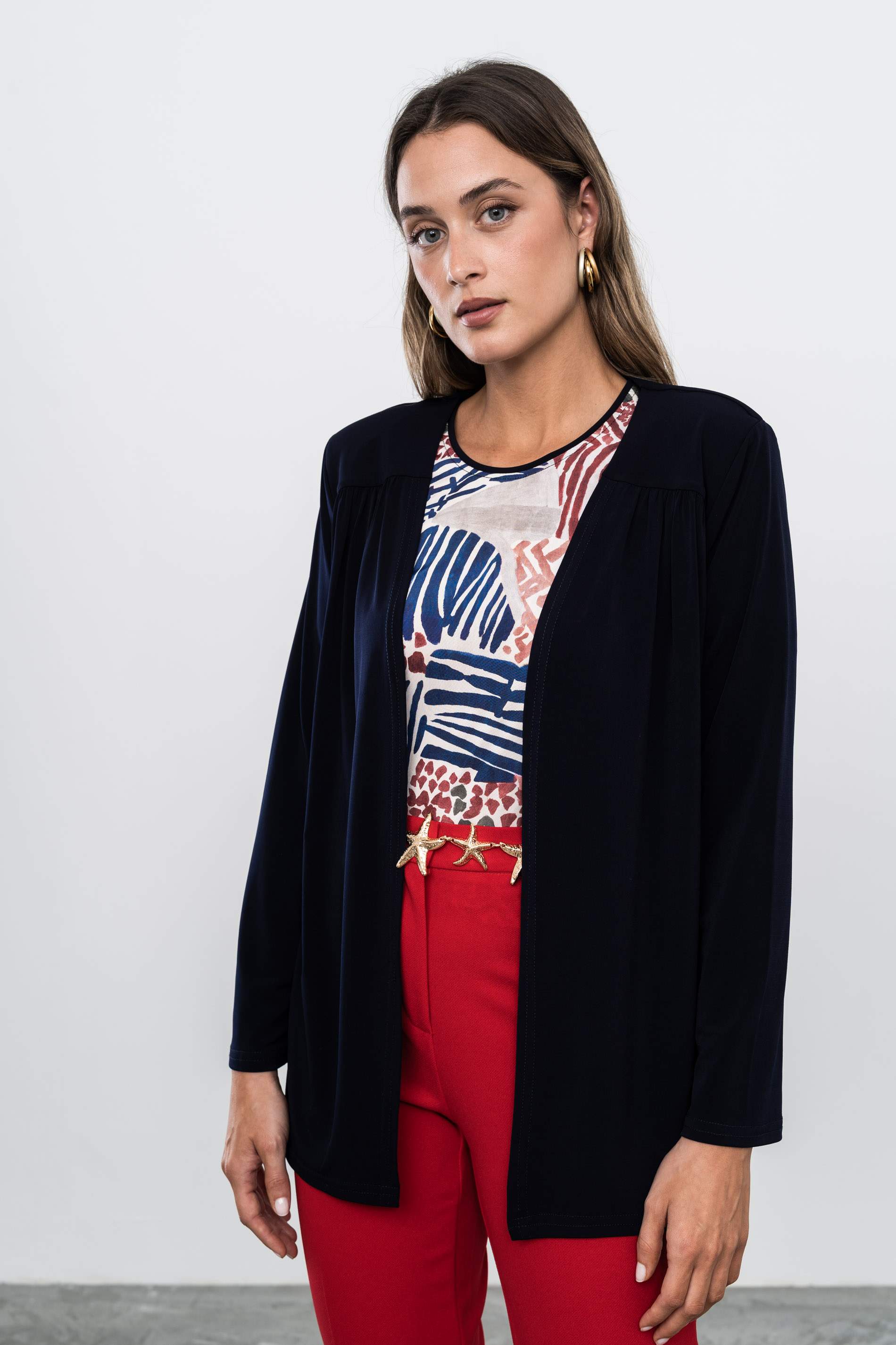 CÁRDIGAN CANESÚ FRUNCES MARINO