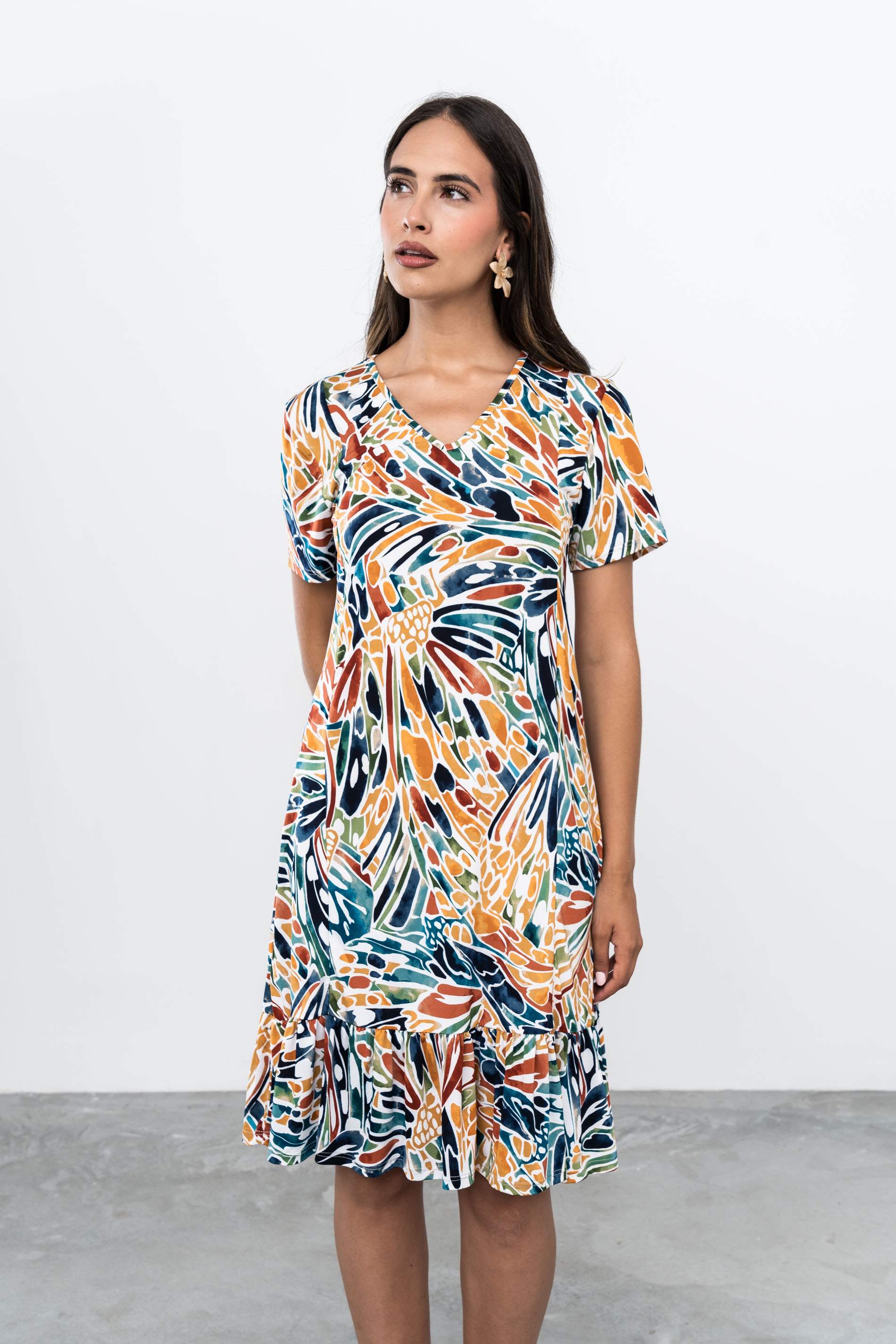 VESTIDO VOLANTE TRAZOS