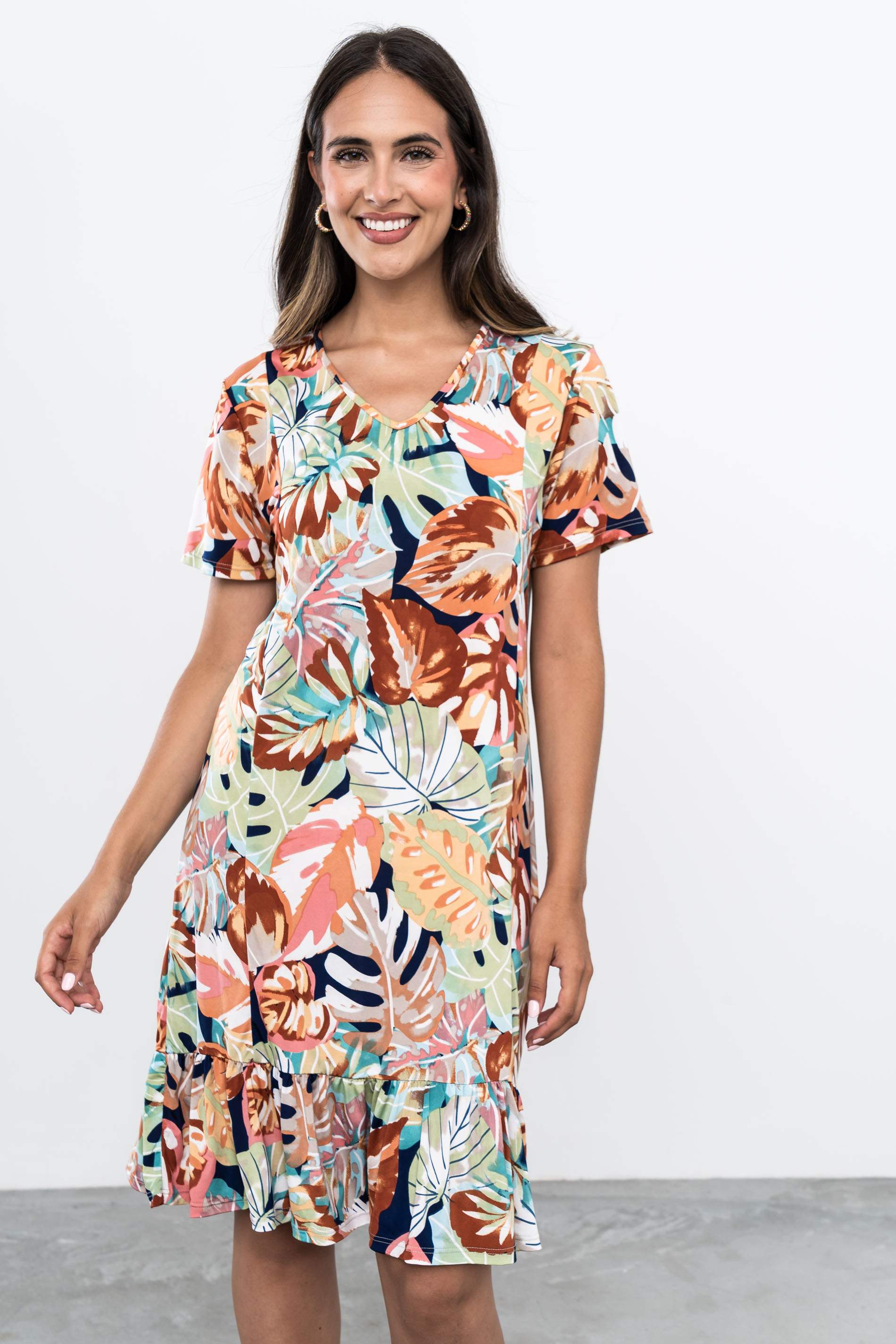 VESTIDO VOLANTE HOJAS