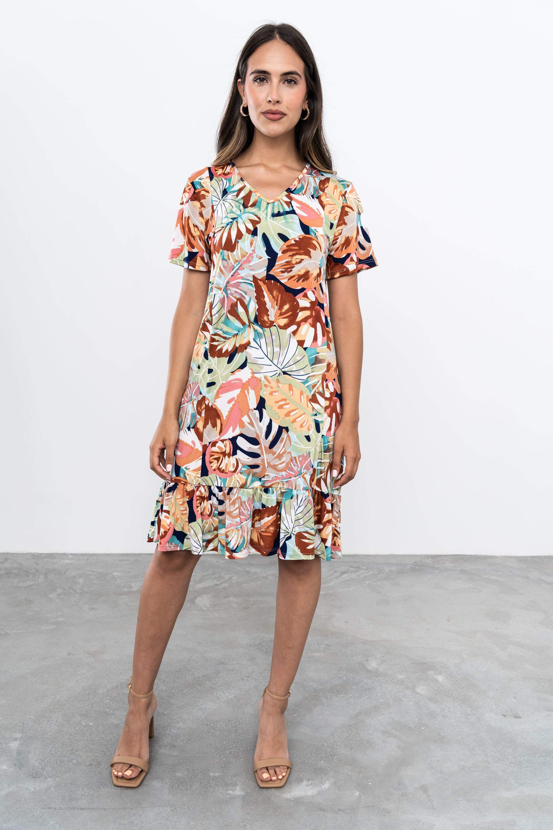VESTIDO VOLANTE HOJAS