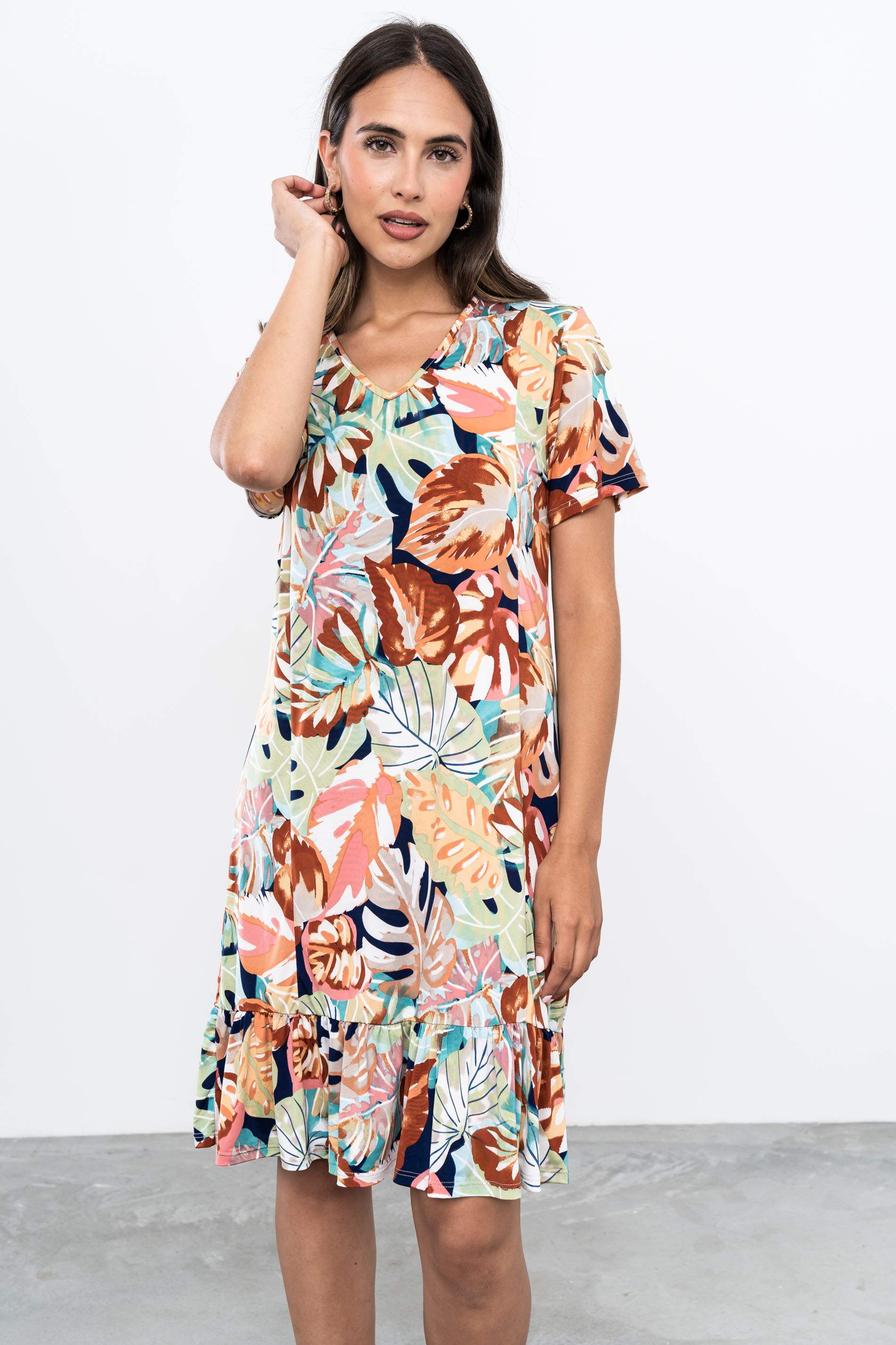 VESTIDO VOLANTE HOJAS