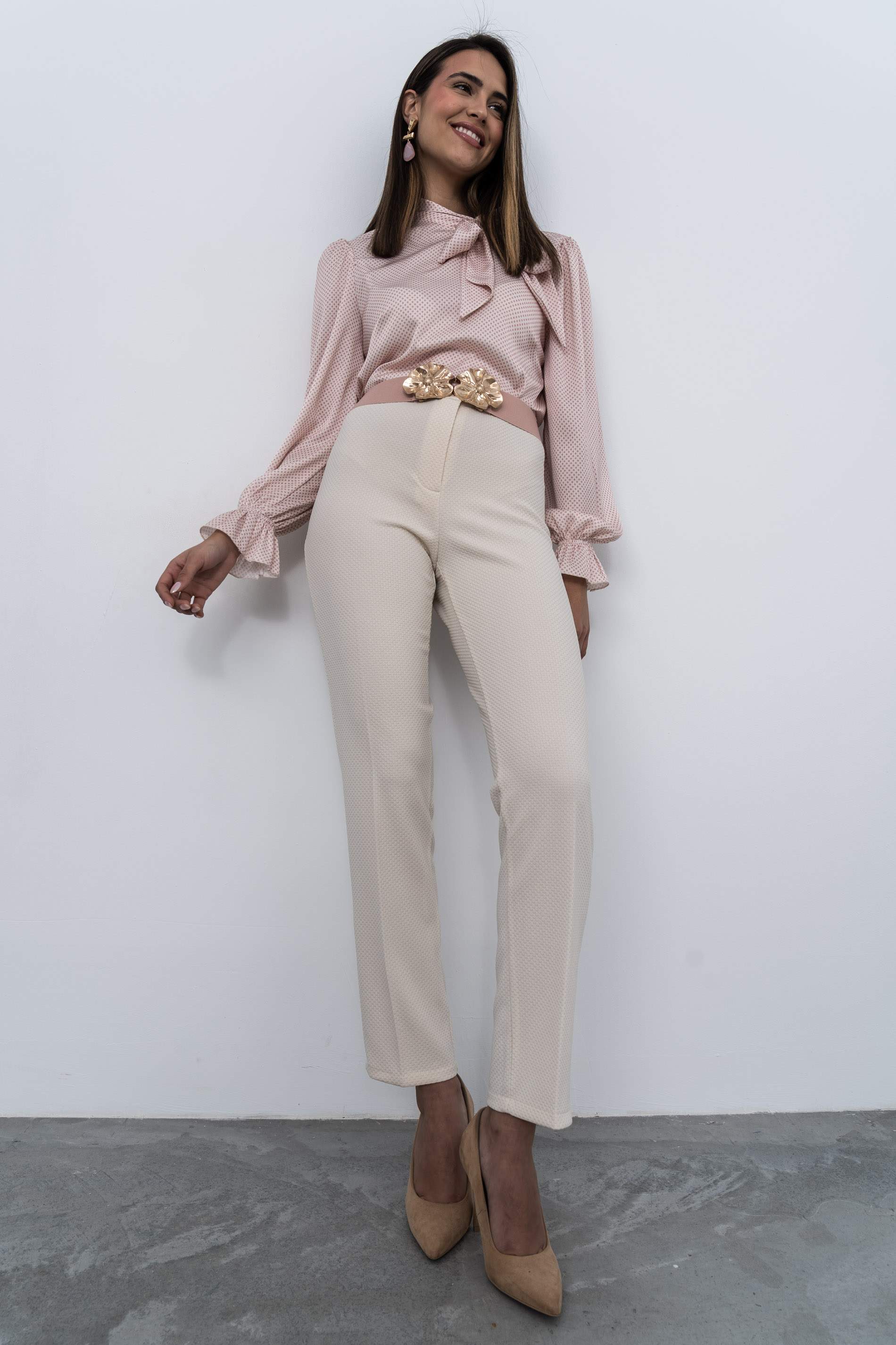 BLUSA LAZADA TOPOS ROSA