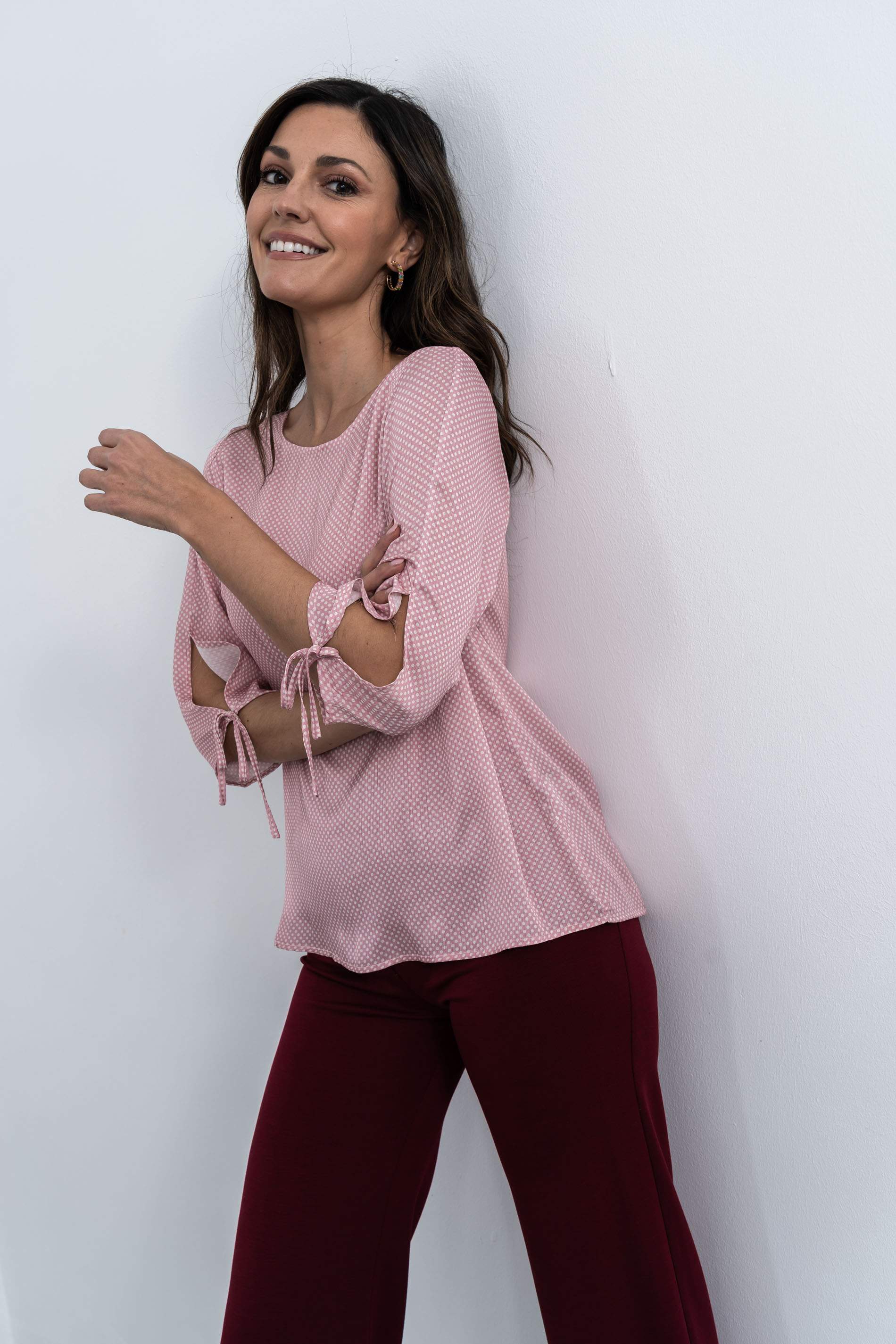 BLUSA MANGA LACITOS ROSA