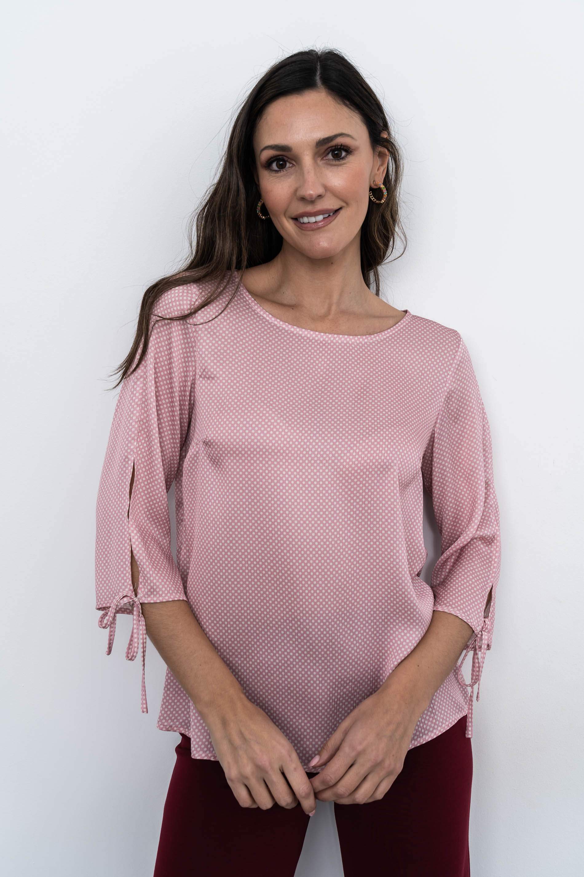 BLUSA MANGA LACITOS ROSA