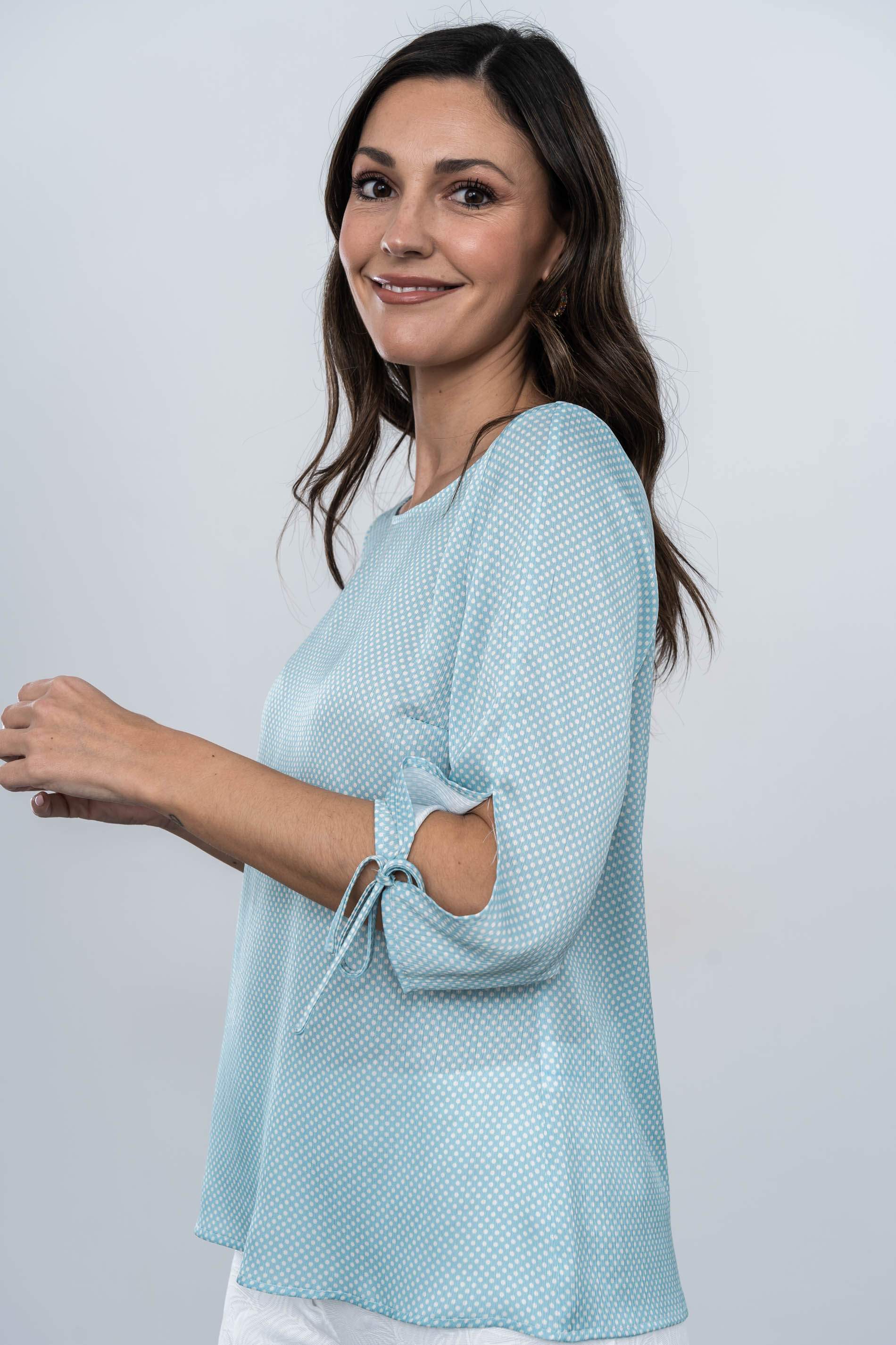 BLUSA MANGA LACITOS AGUA