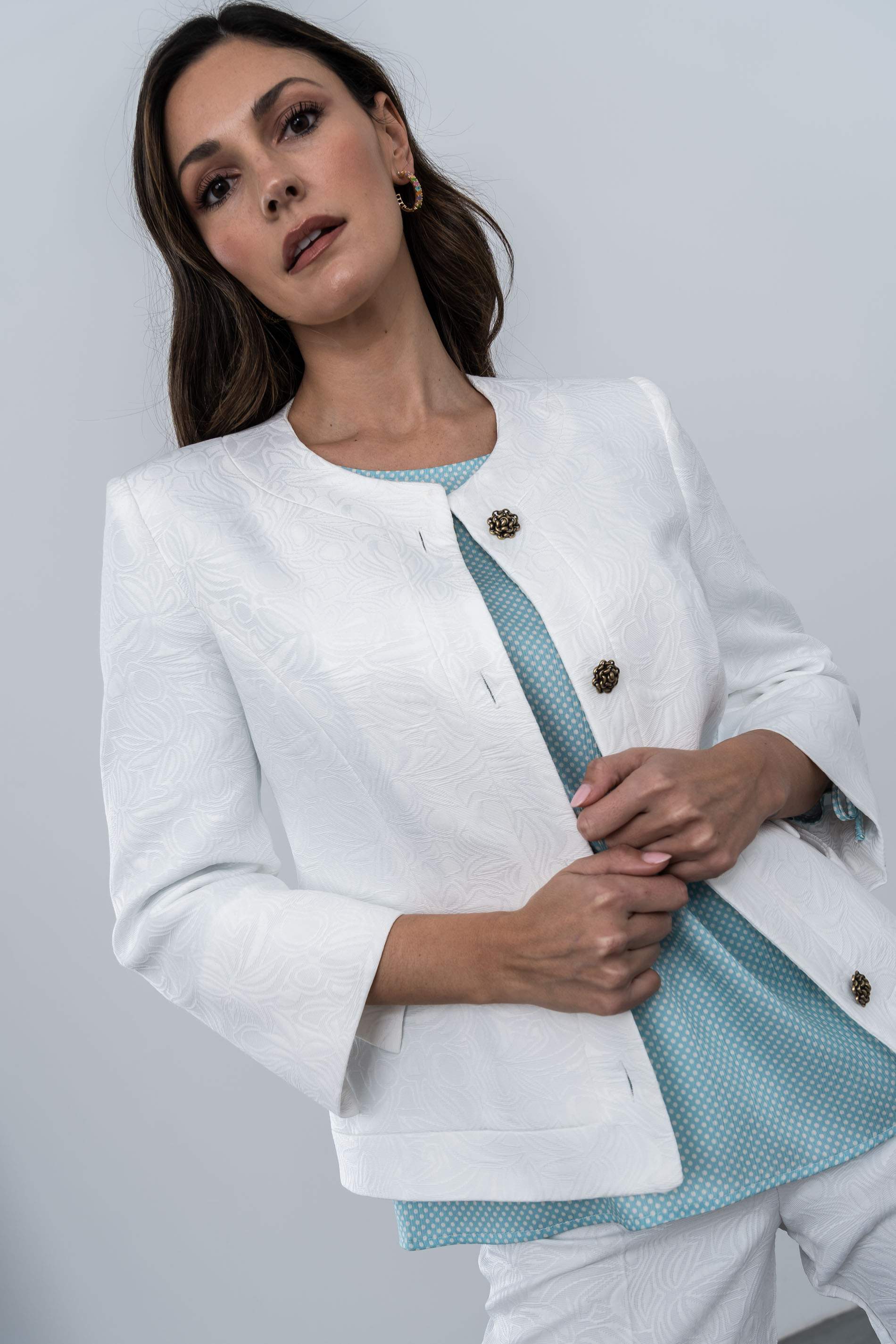 BLUSA MANGA LACITOS AGUA