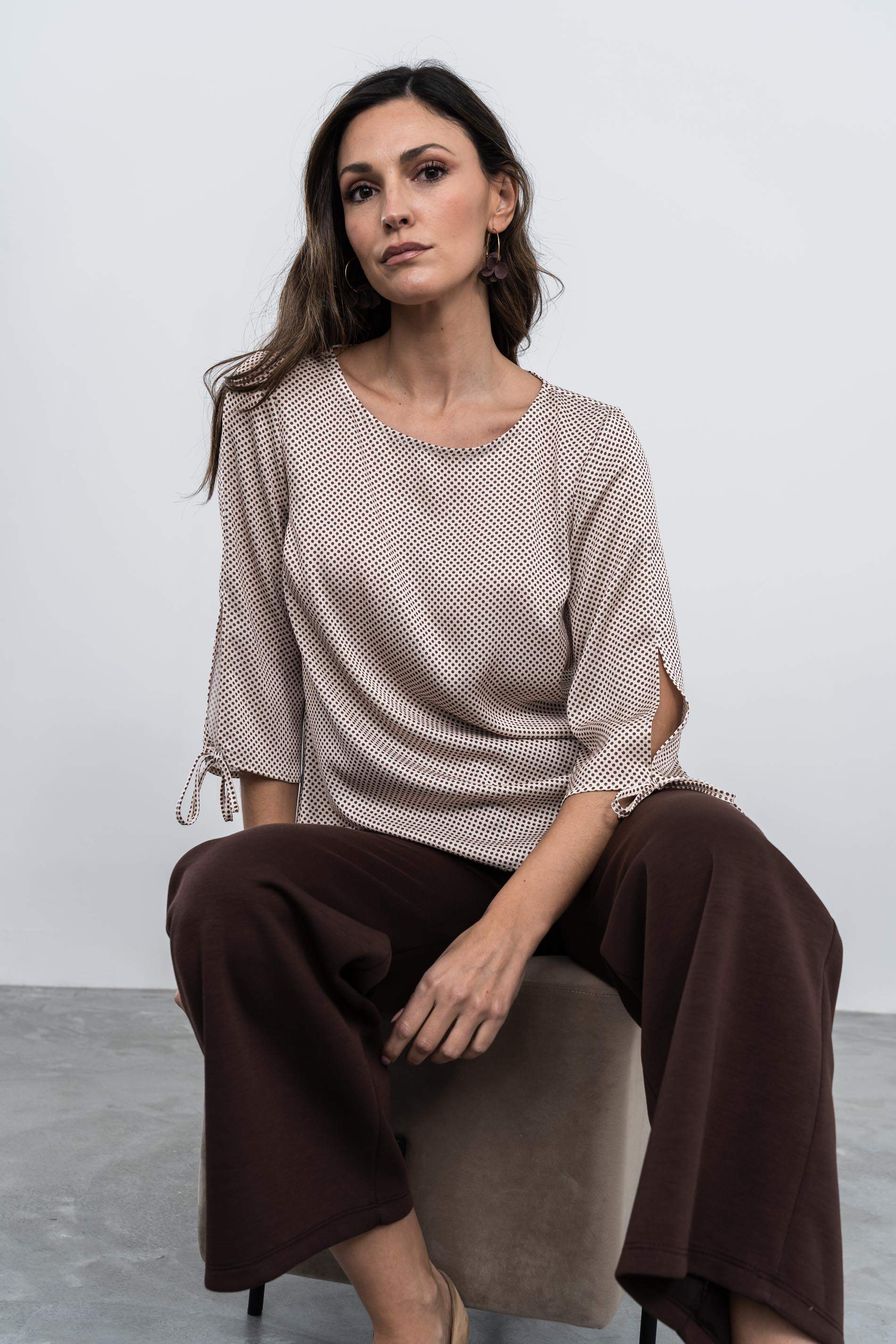 BLUSA MANGA LACITOS CRUDO