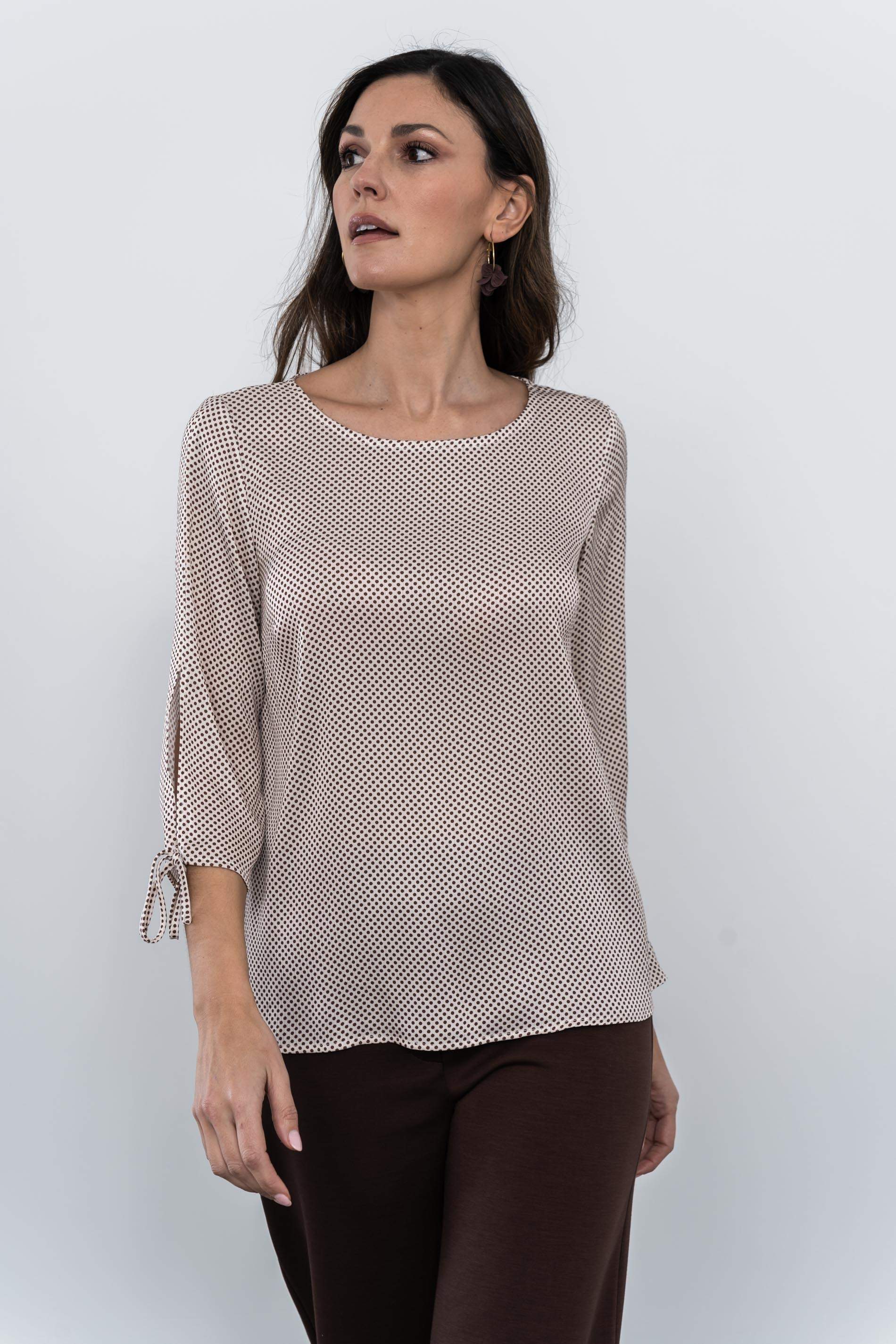BLUSA MANGA LACITOS CRUDO