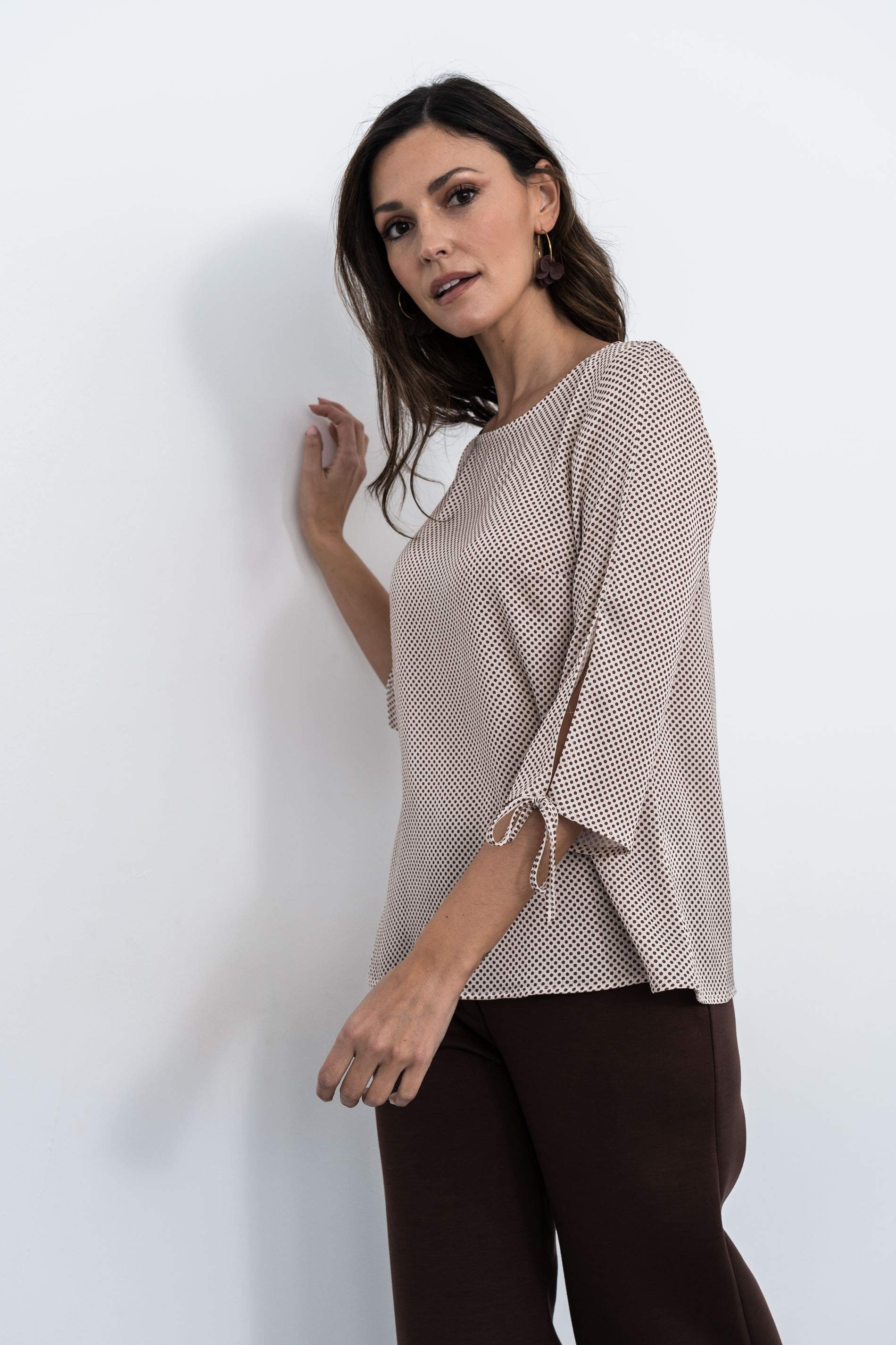 BLUSA MANGA LACITOS CRUDO