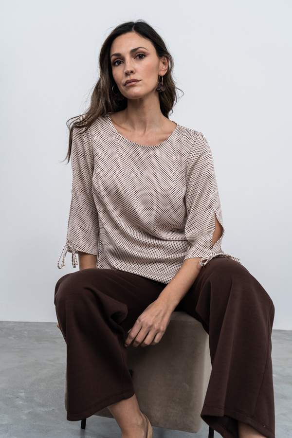 BLUSA MANGA LACITOS CRUDO