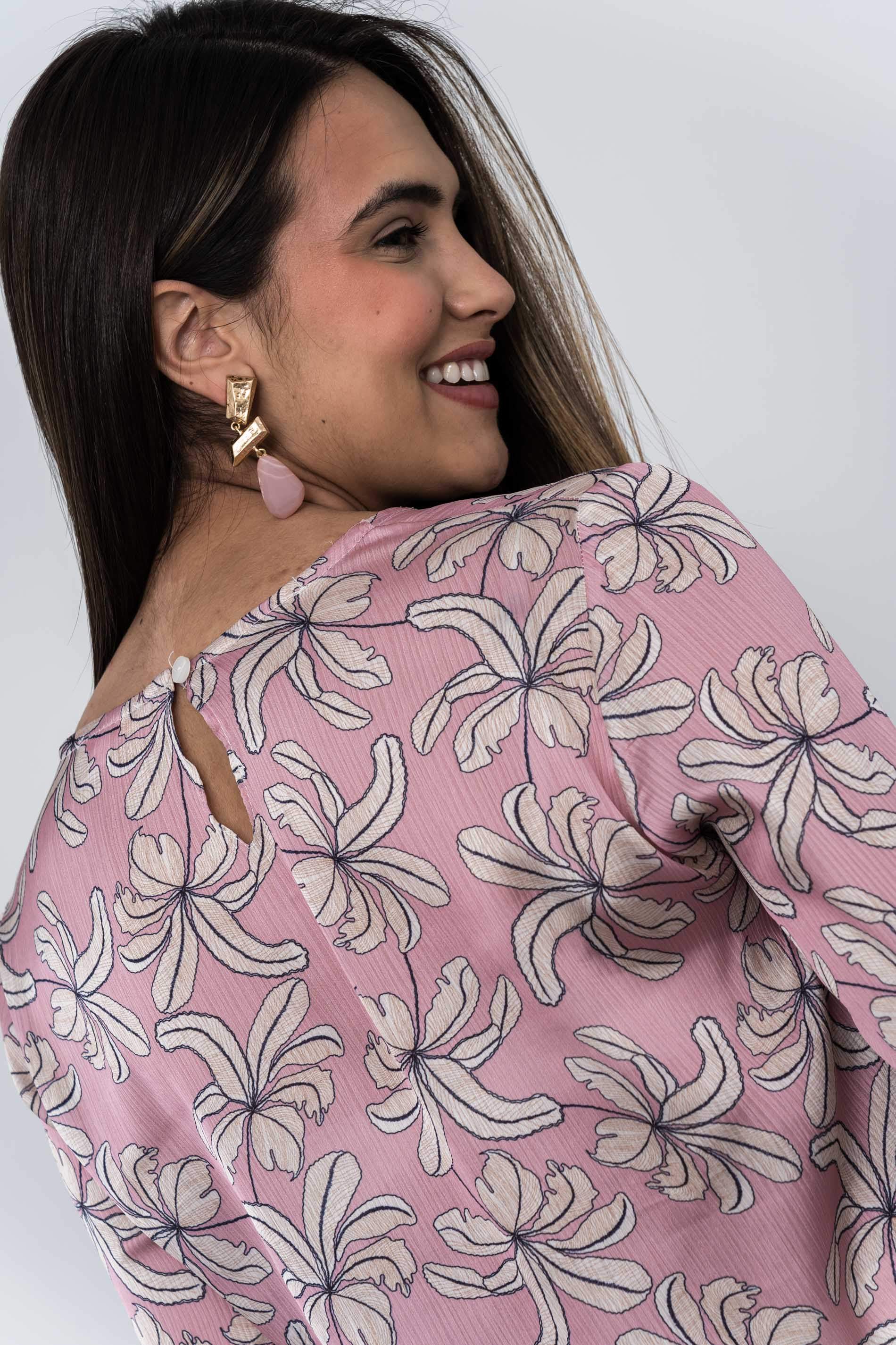 BLUSA HOJAS LAZOS PUÑO