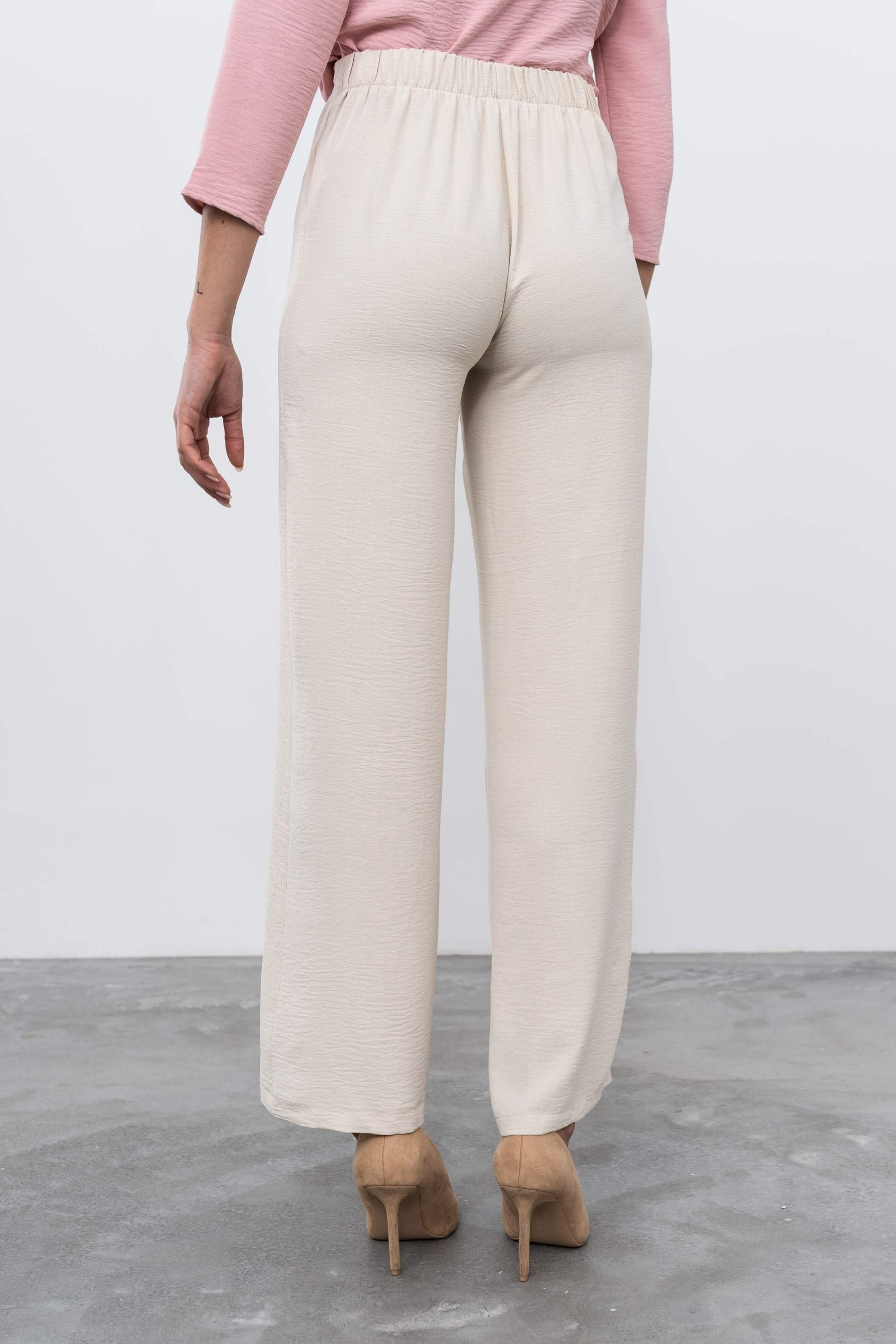 PANTALÓN ANCHO GOMA BEIGE