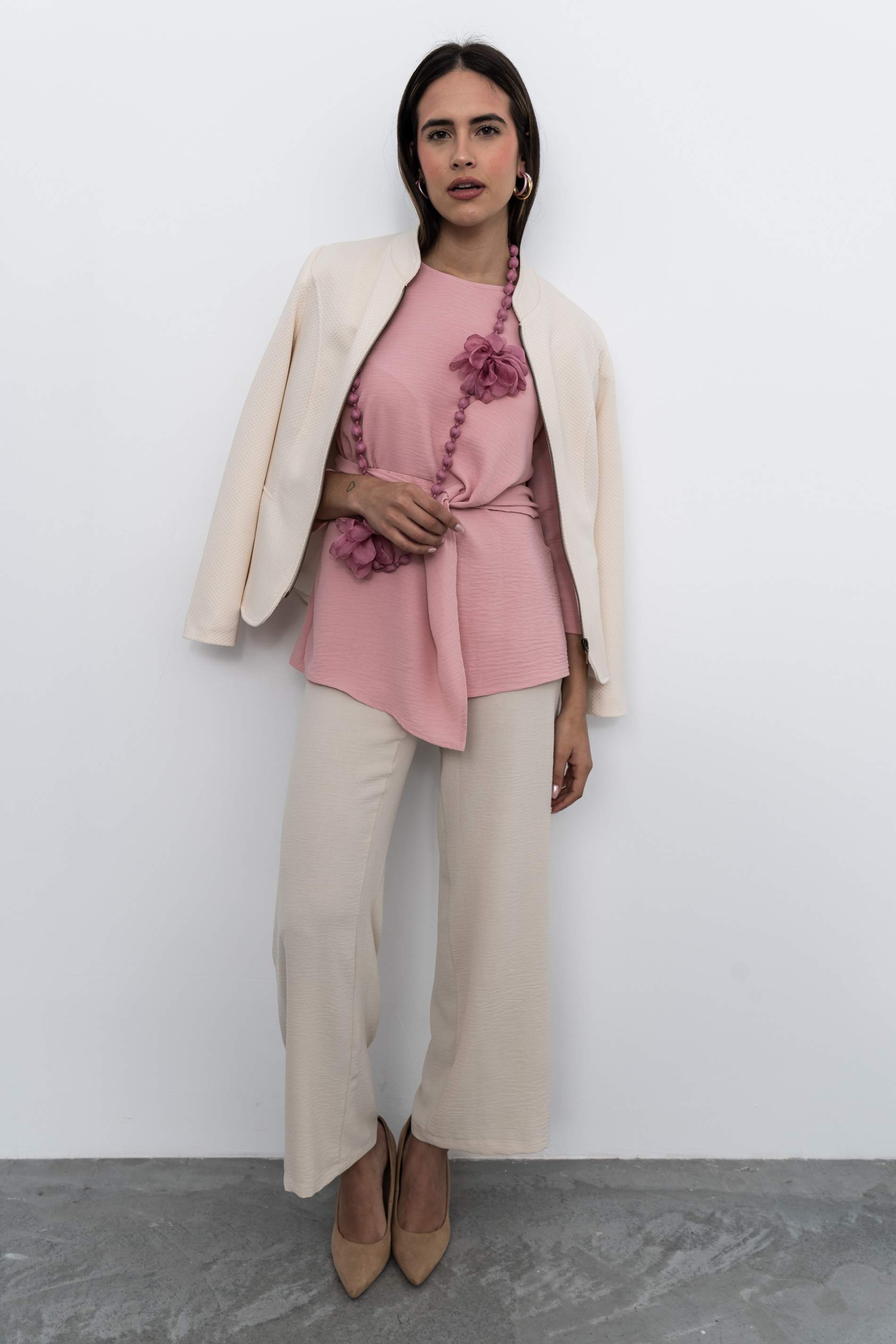 PANTALÓN ANCHO GOMA BEIGE