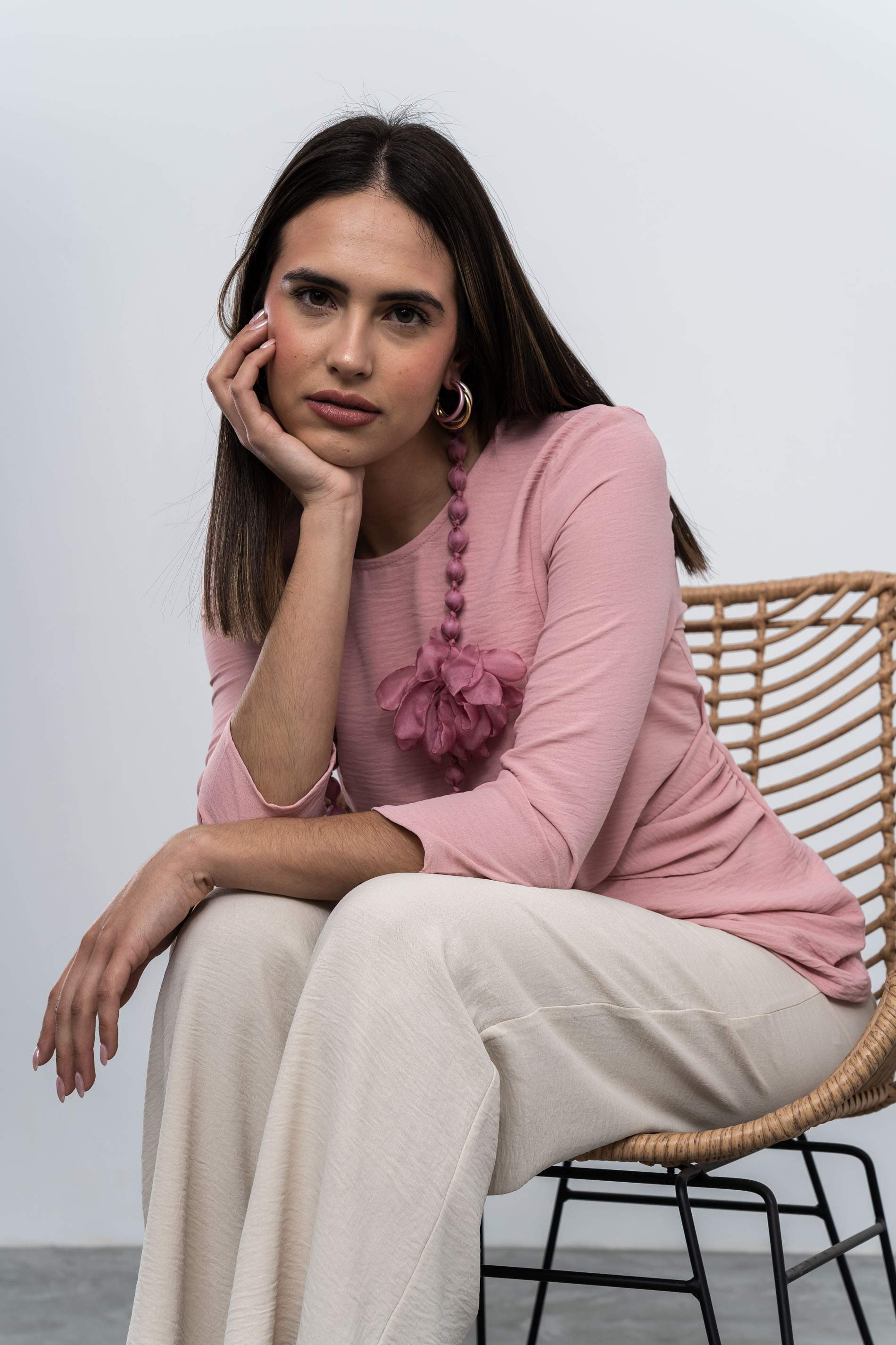 PANTALÓN ANCHO GOMA BEIGE