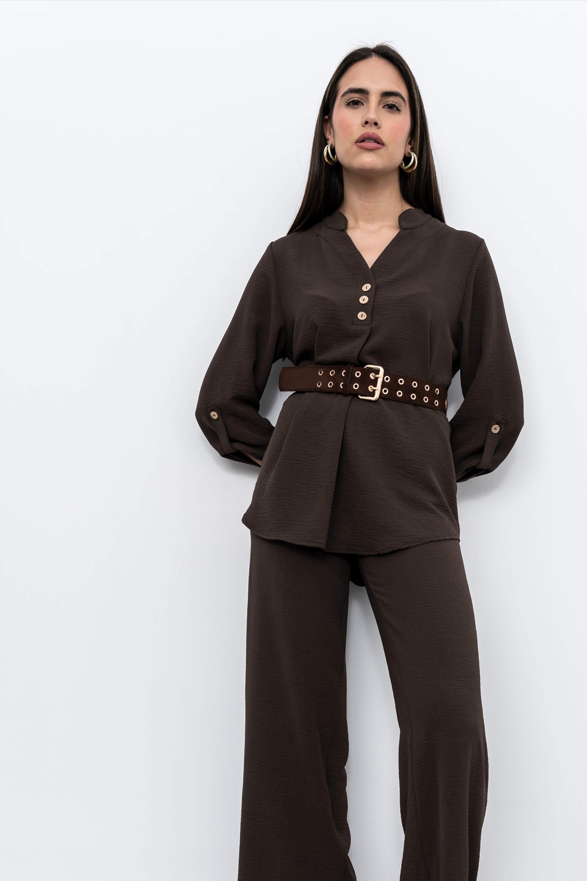 PANTALÓN ANCHO GOMA CHOCOLATE