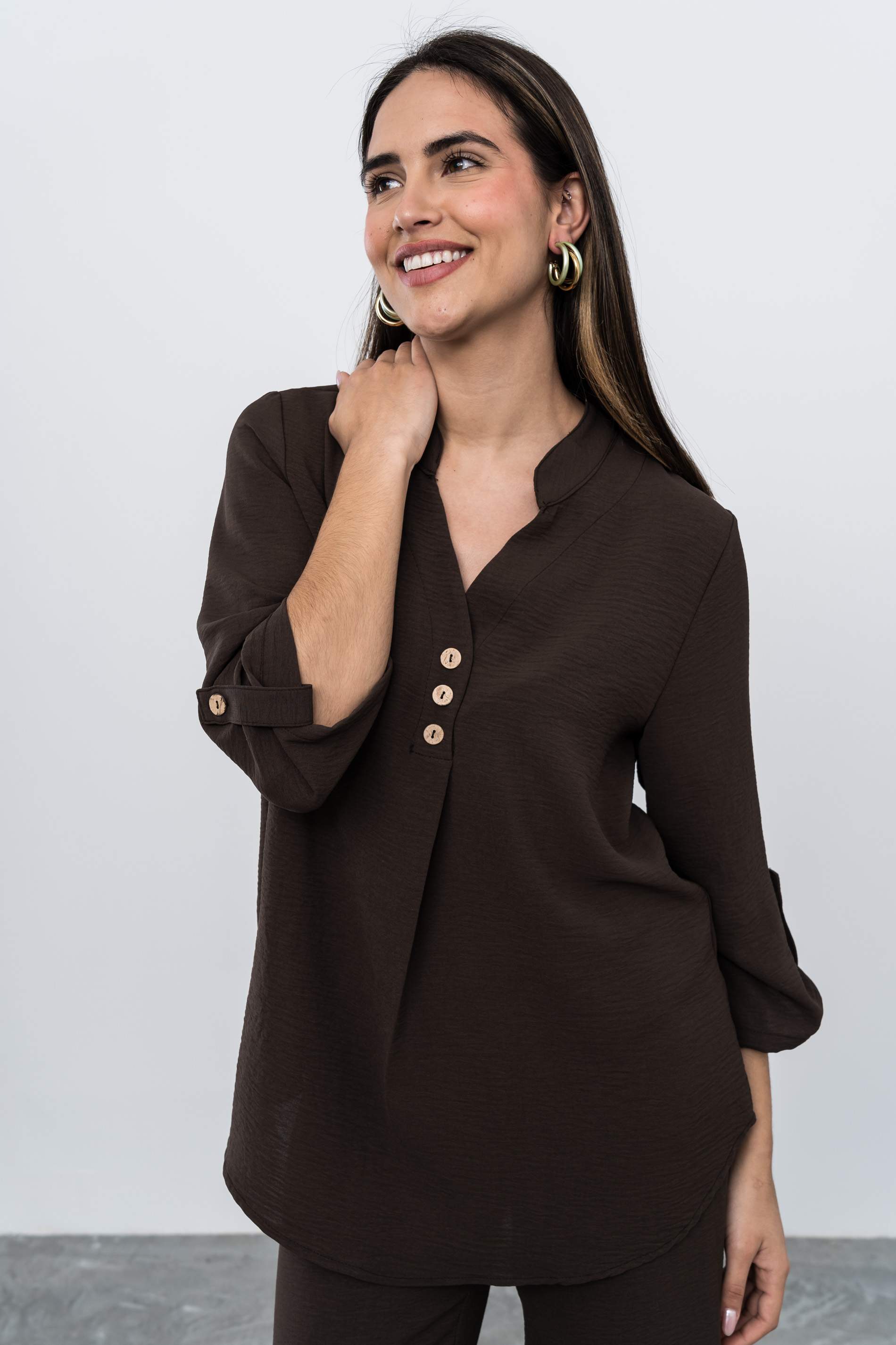 BLUSÓN BOTONES COCO CHOCOLATE