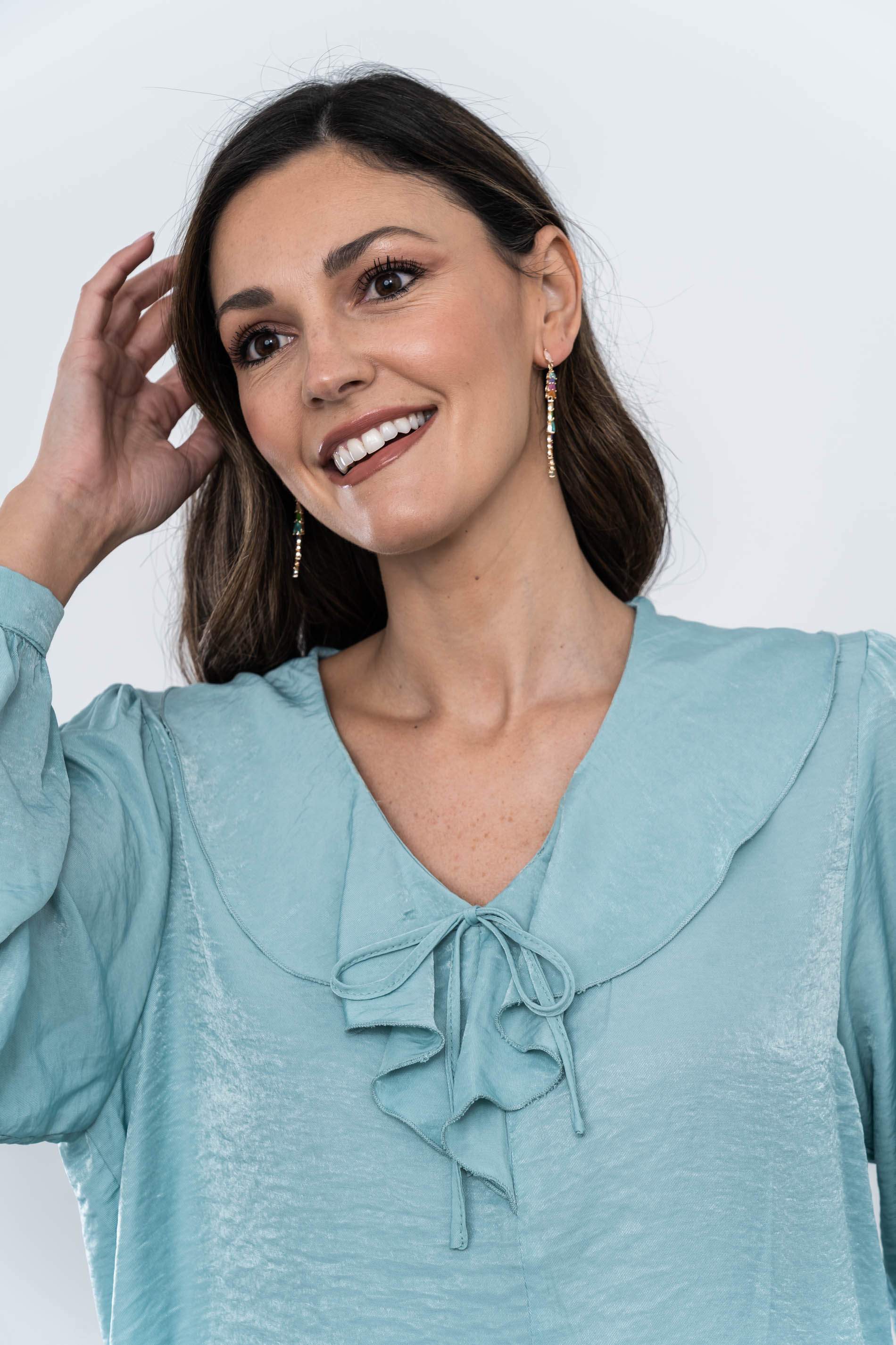 BLUSA CUELLO VOLANTE AGUA