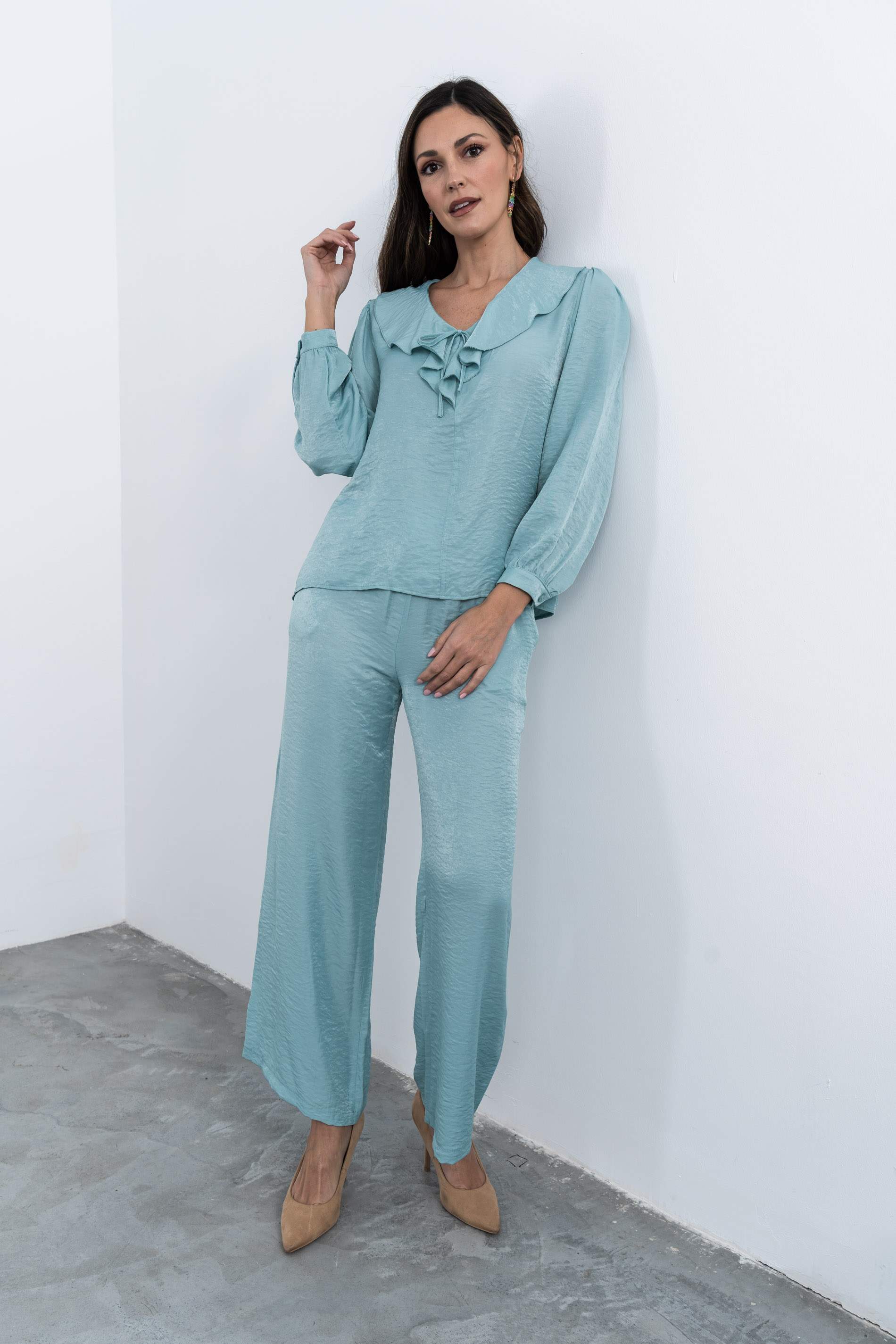 BLUSA CUELLO VOLANTE AGUA