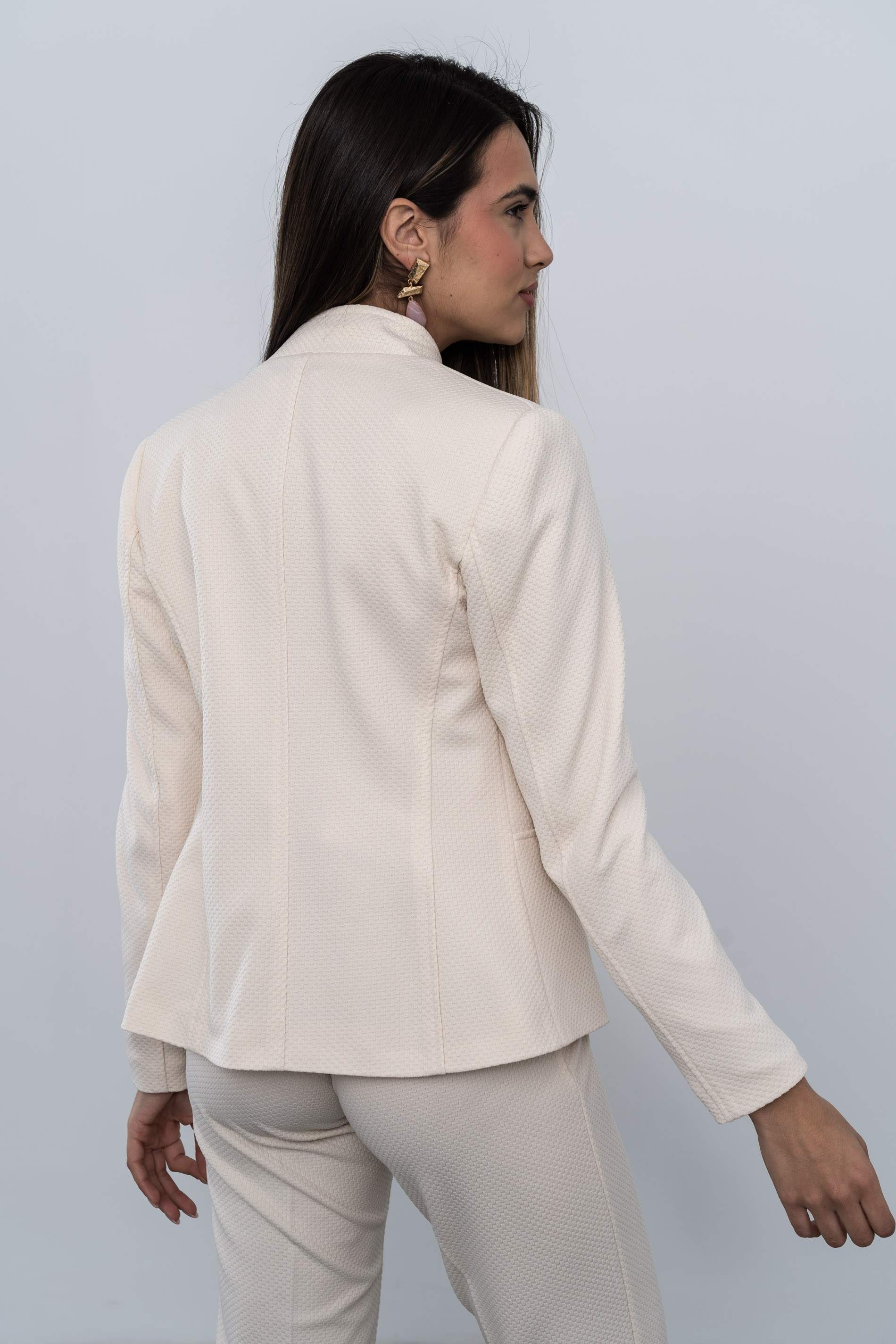 CHAQUETA CREMALLERA JACQUARD CRUDO