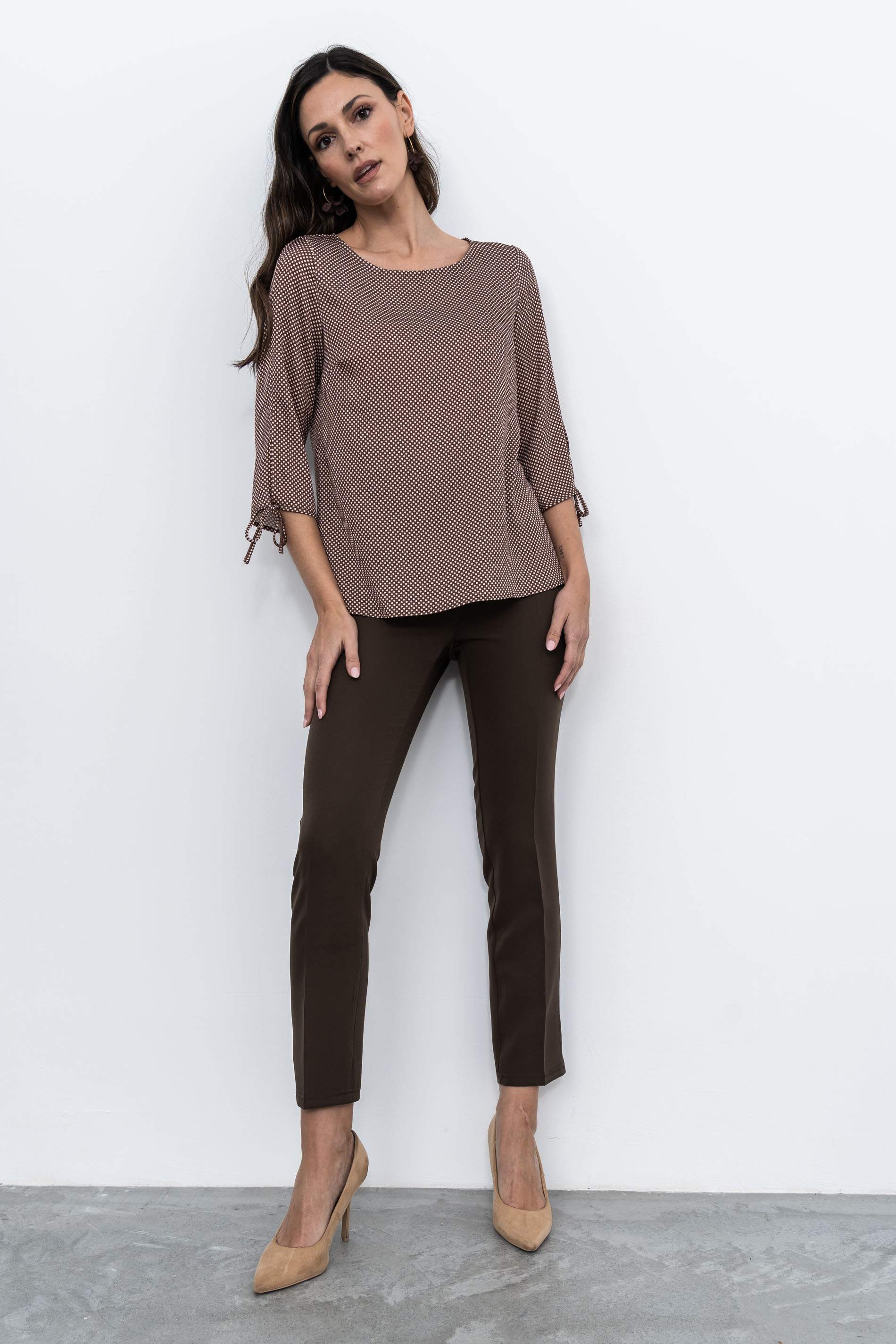 BLUSA MANGA LACITOS CHOCOLATE