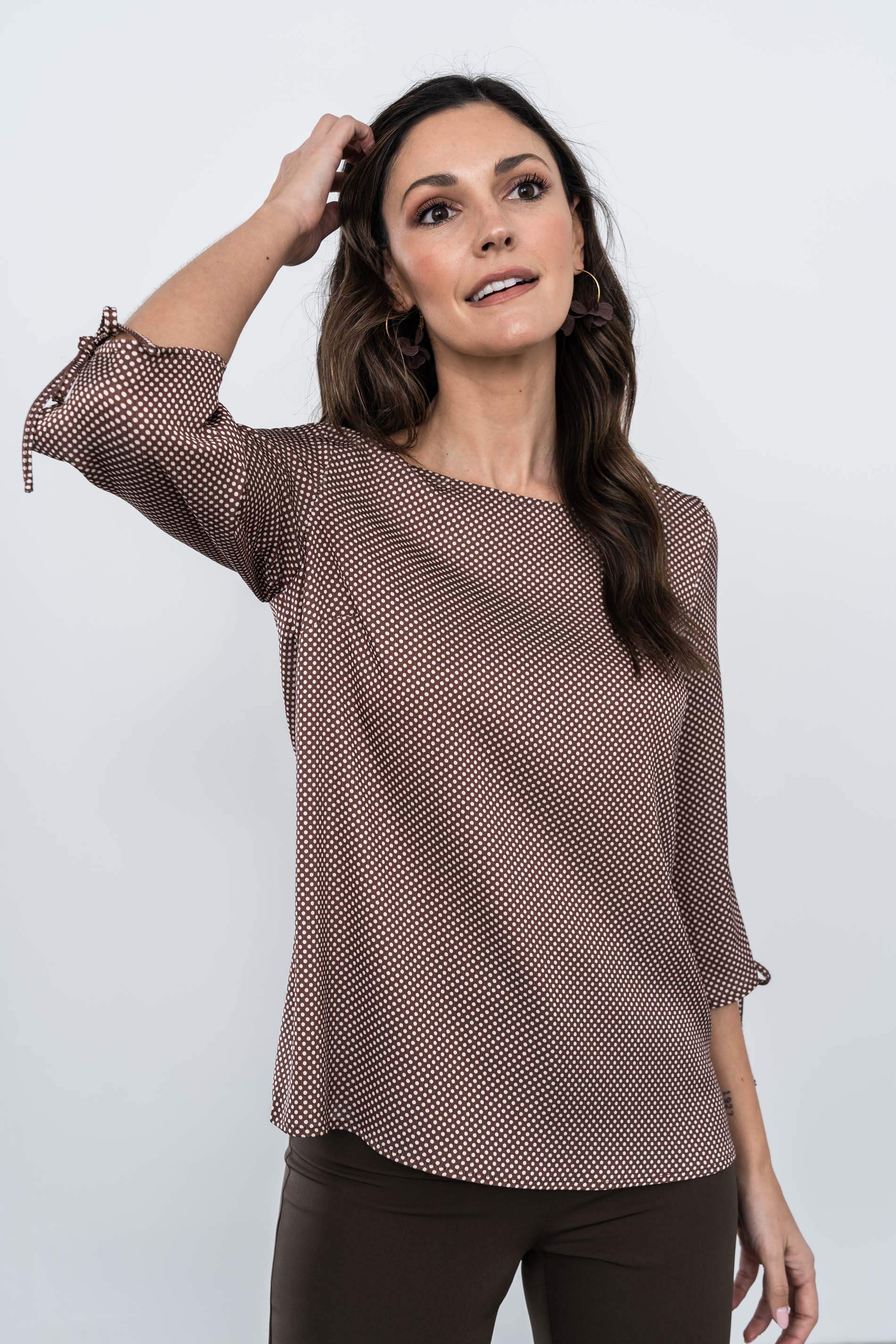 BLUSA MANGA LACITOS CHOCOLATE