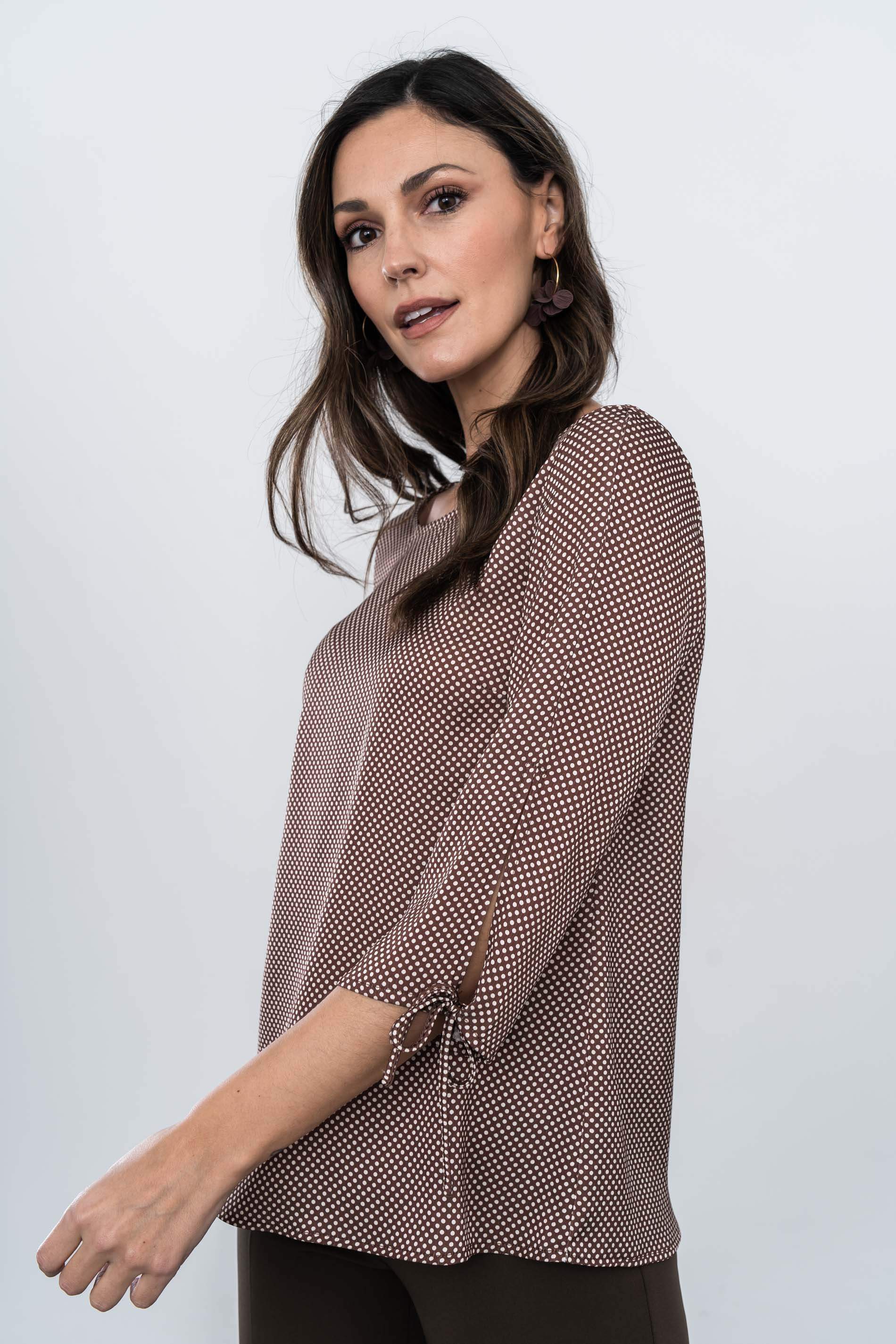 BLUSA MANGA LACITOS CHOCOLATE