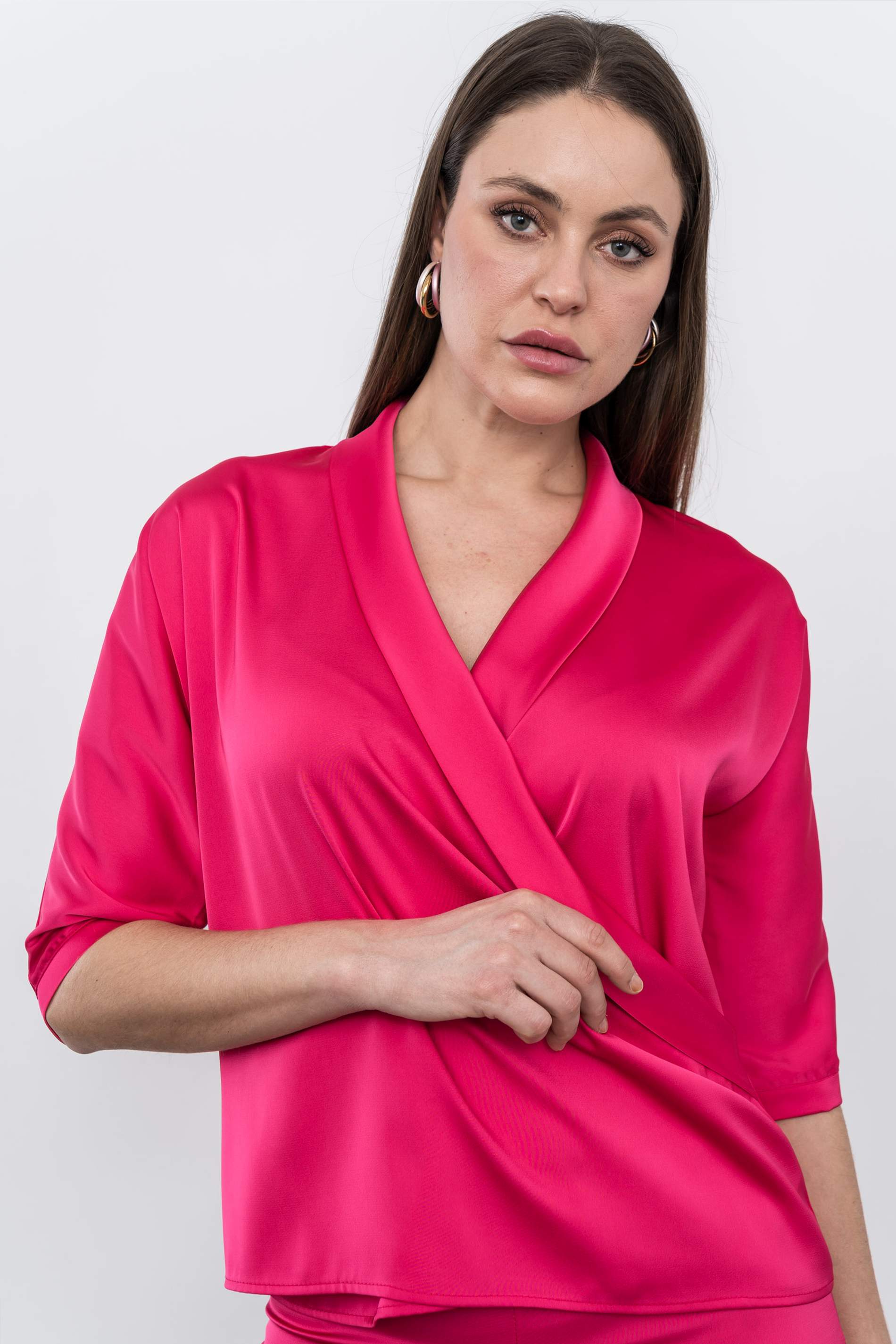 BLUSA SMOKING SATINADA FRESA