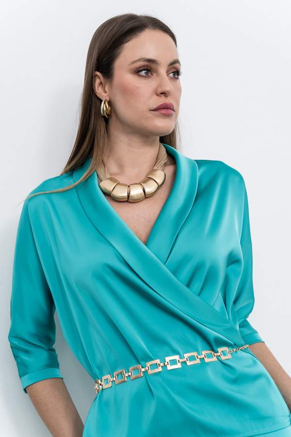 BLUSA SMOKING SATINADA ESMERALDA