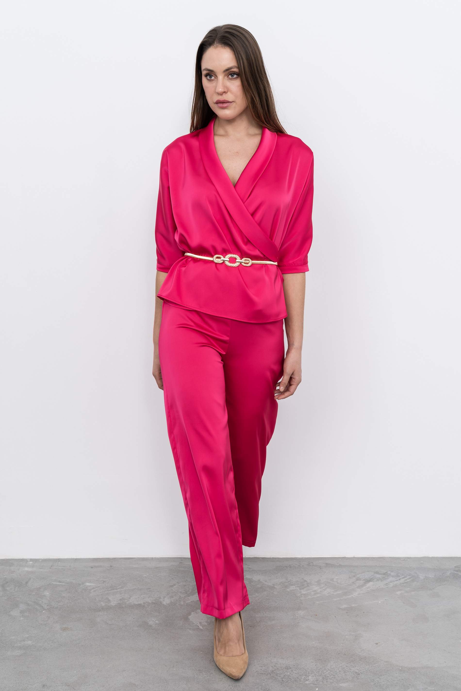 PANTALÓN VESTIR SATINADO FRESA