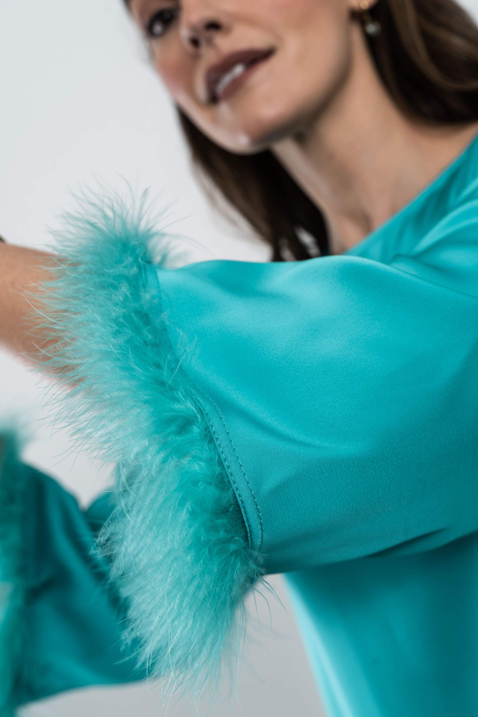 BLUSÓN FANTASÍA PLUMAS ESMERALDA