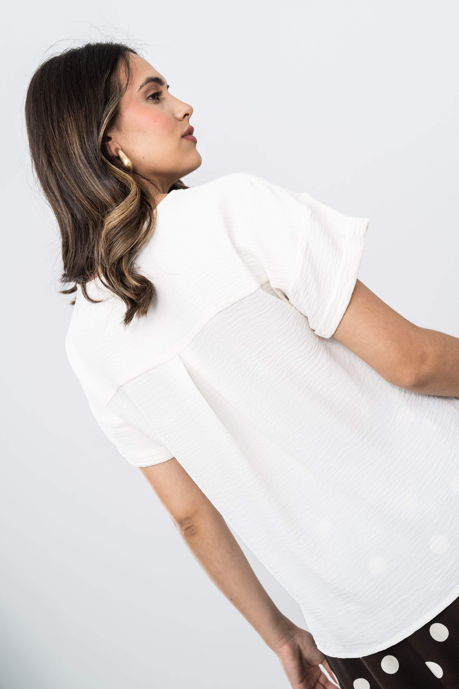 BLUSA MANGA CAIDA MARFIL