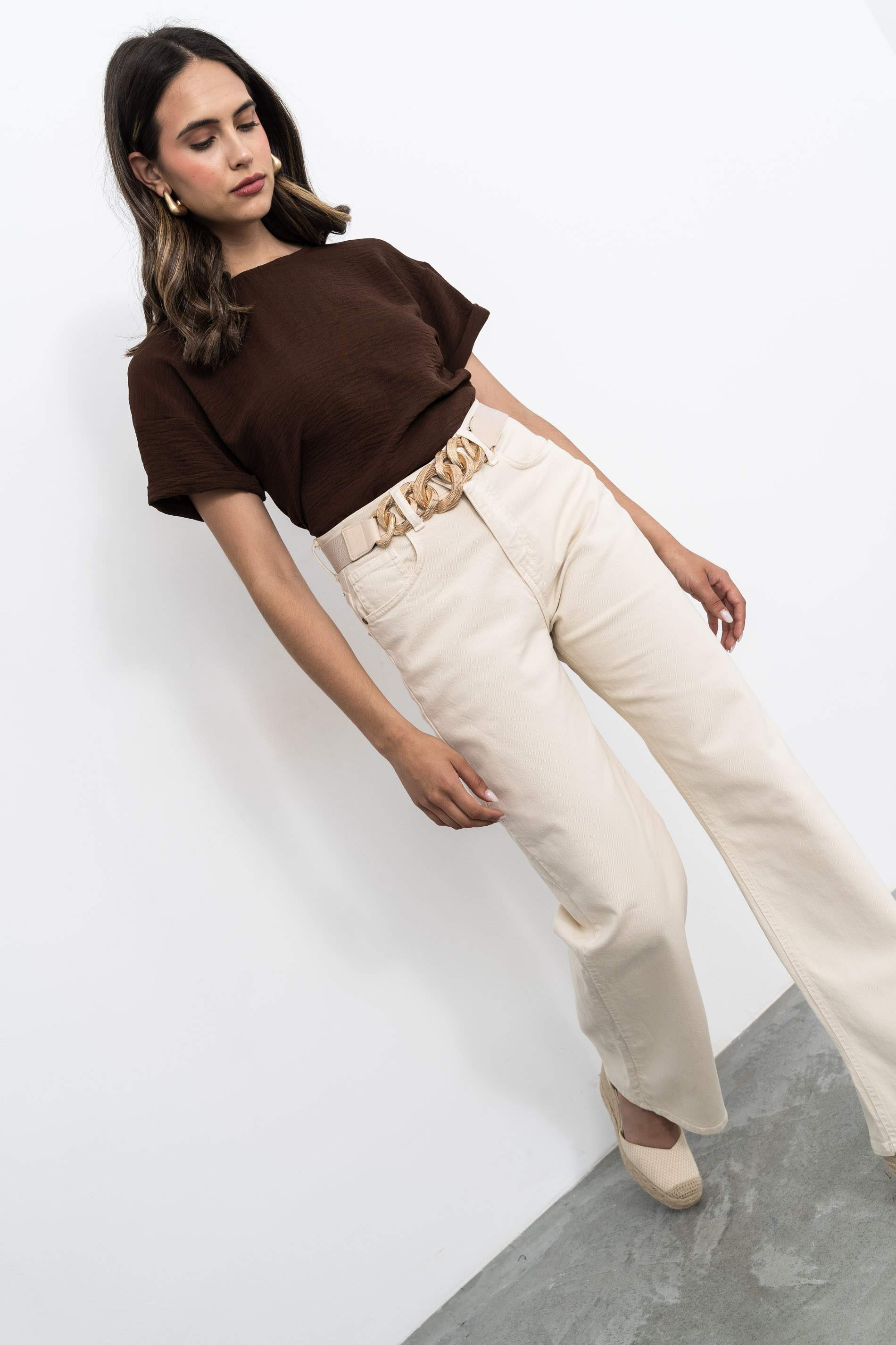 BLUSA MANGA CAIDA CHOCOLATE
