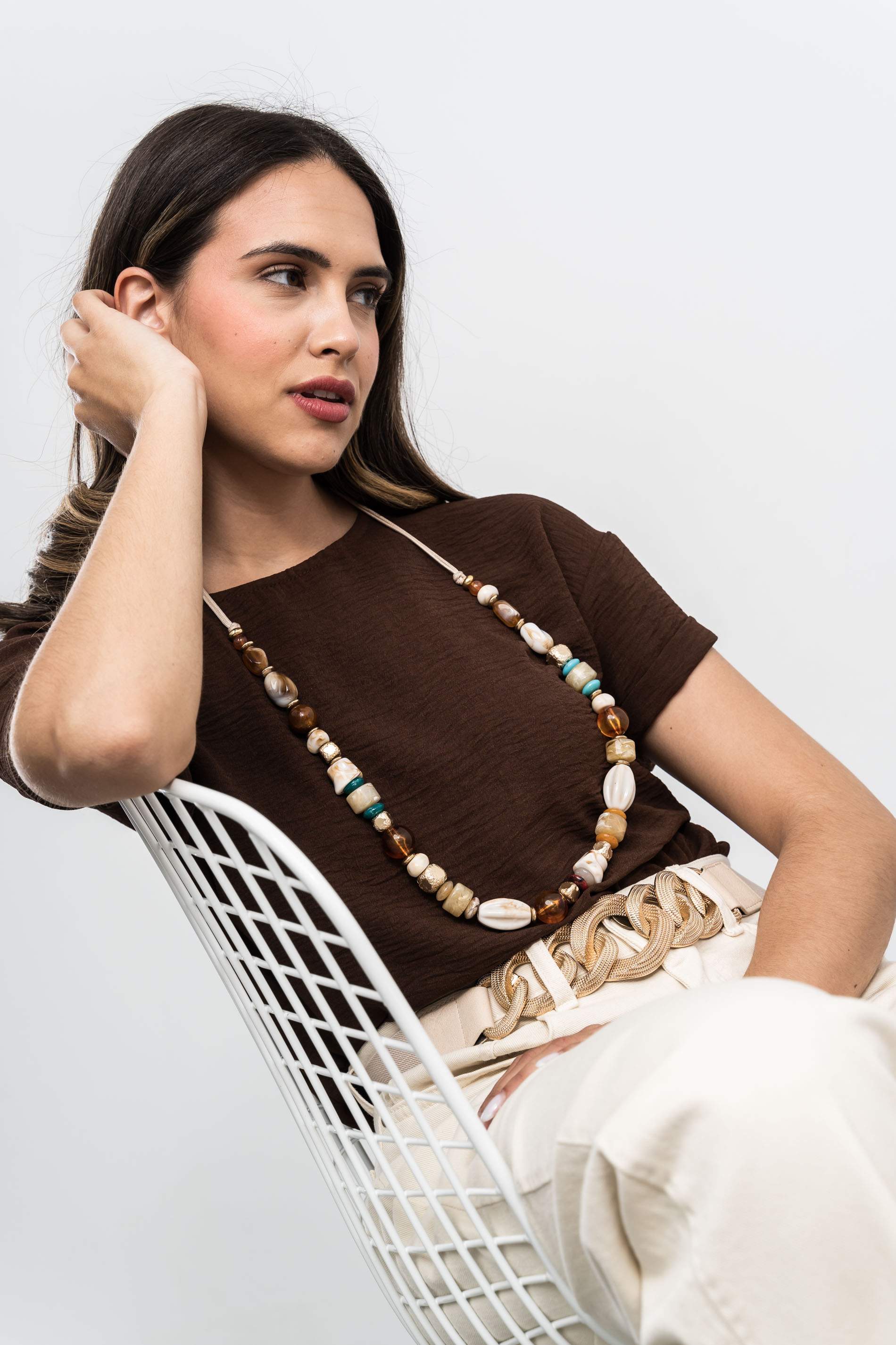 BLUSA MANGA CAIDA CHOCOLATE
